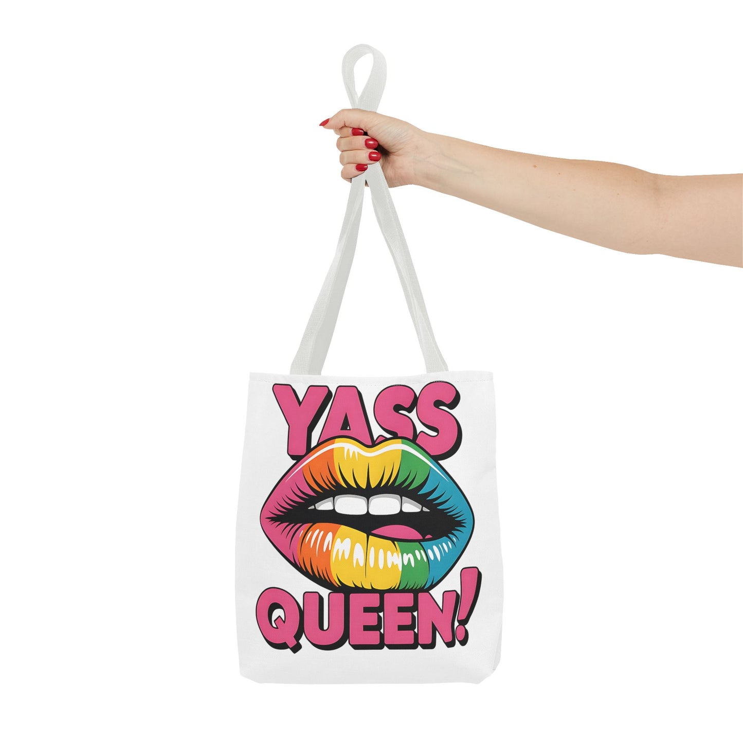 Yass Queen Tote Bag - Rainbow Lips Design for LGBTQ+ Pride and Empowerment