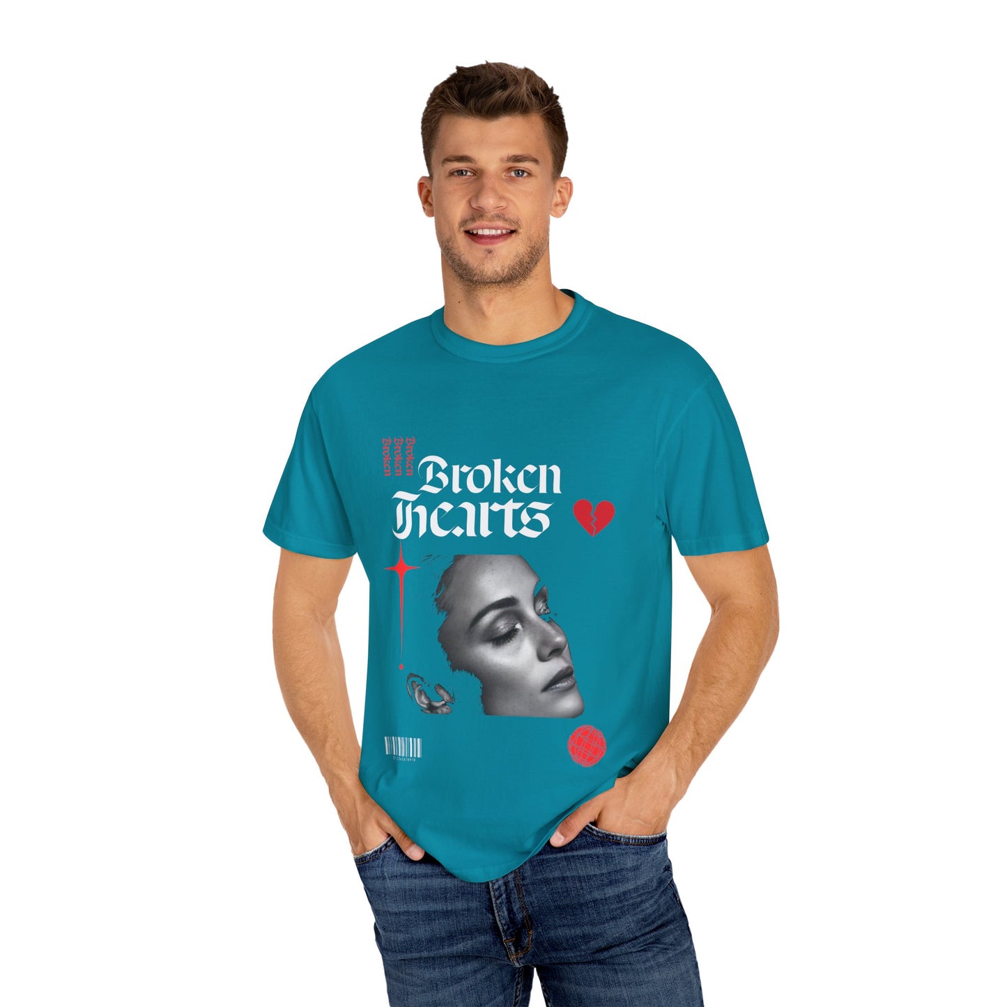 Broken Hearts Unisex Garment-Dyed T-Shirt - Trendy Graphic Tee for Casual Looks