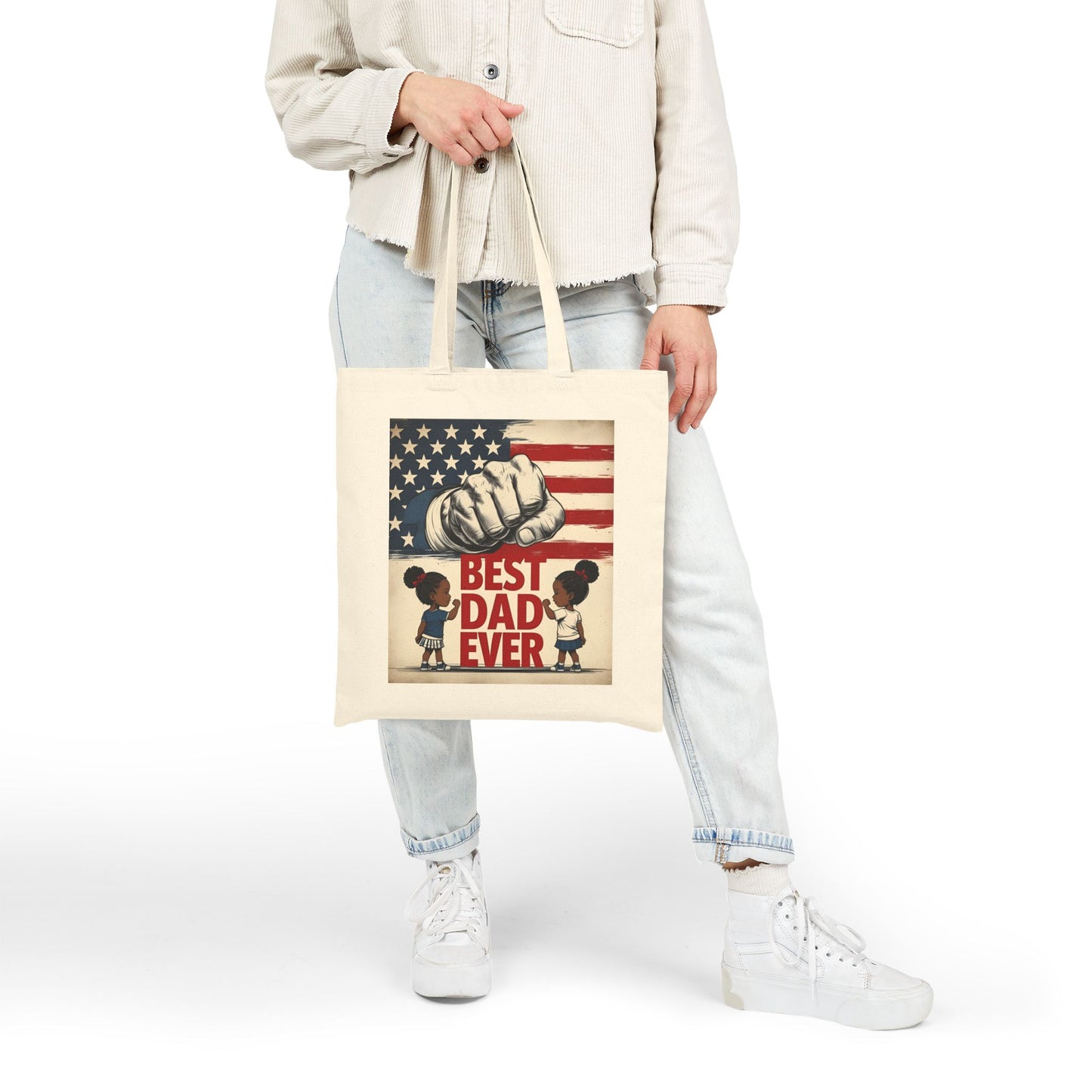 Best Dad Ever Cotton Canvas Tote Bag | Perfect for Father's Day, Dad Gift, Eco-Friendly Shopping, Family Outings, Everyday Use