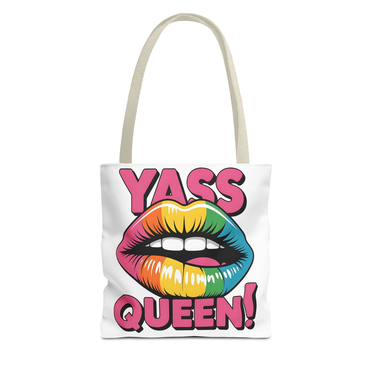 Yass Queen Tote Bag - Rainbow Lips Design for LGBTQ+ Pride and Empowerment