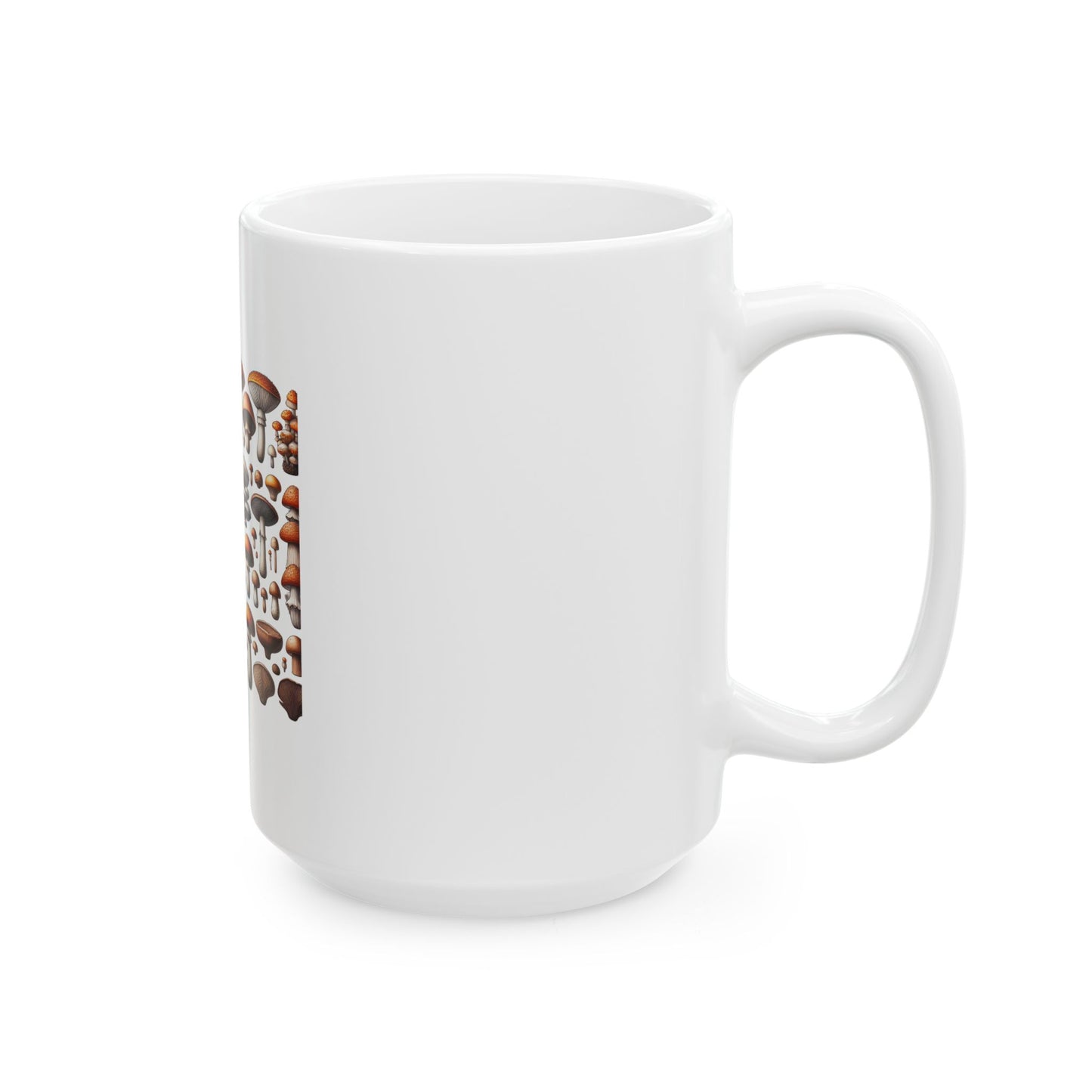 Mushroom Print Ceramic Mug - 11oz & 15oz - Nature-Inspired Coffee Cup