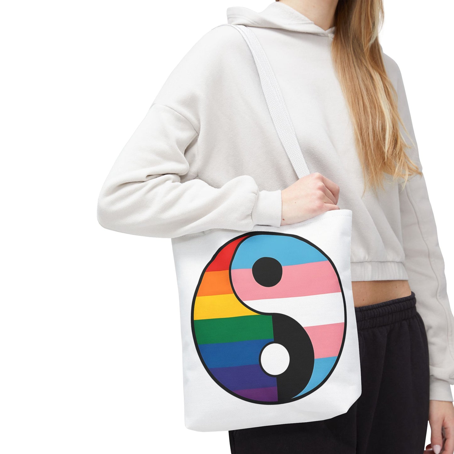 Yin Yang Pride Tote Bag - Colorful LGBTQ+ Symbol for Everyday Use