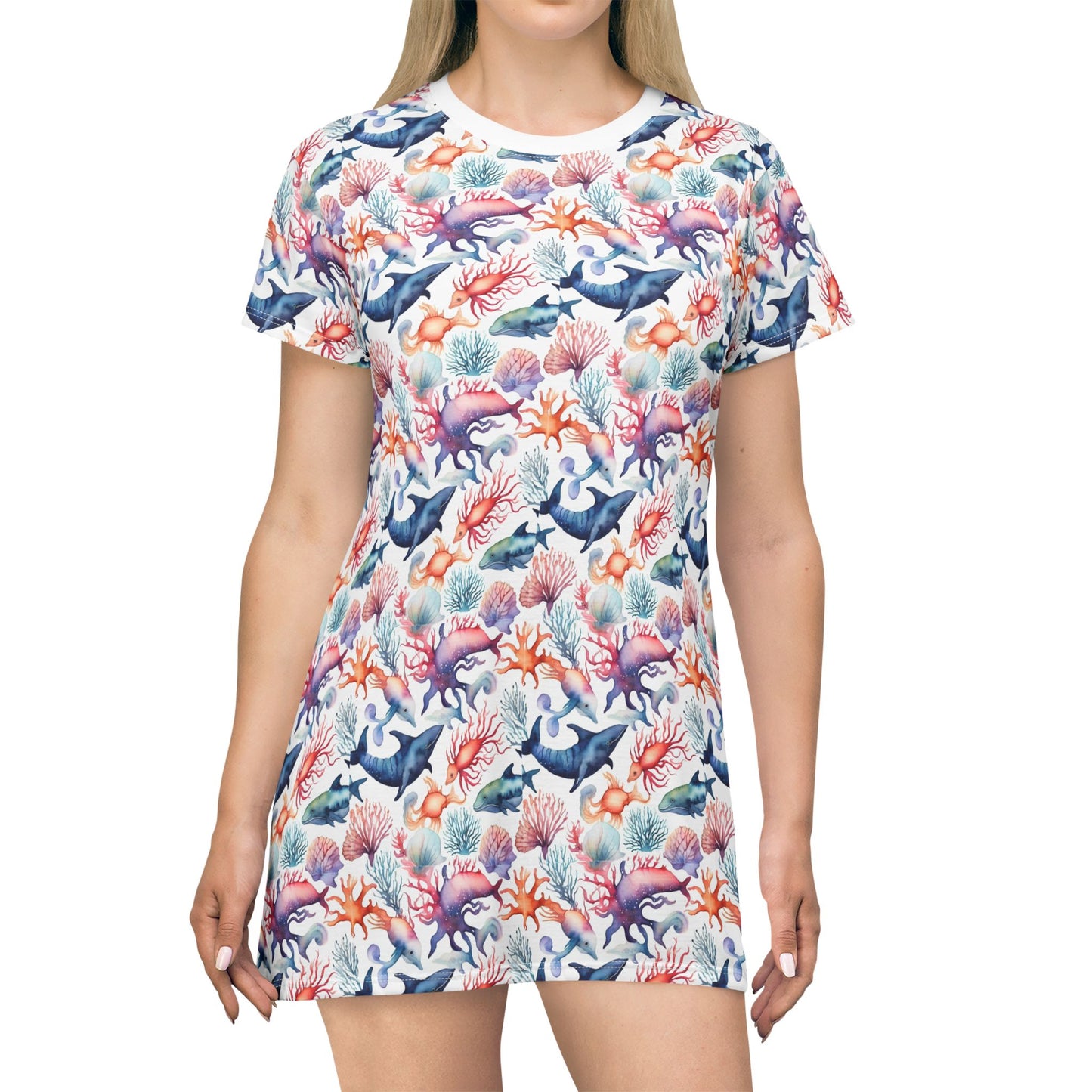 Coral Reef T-Shirt Dress - Ocean Inspired Summer Fashion
