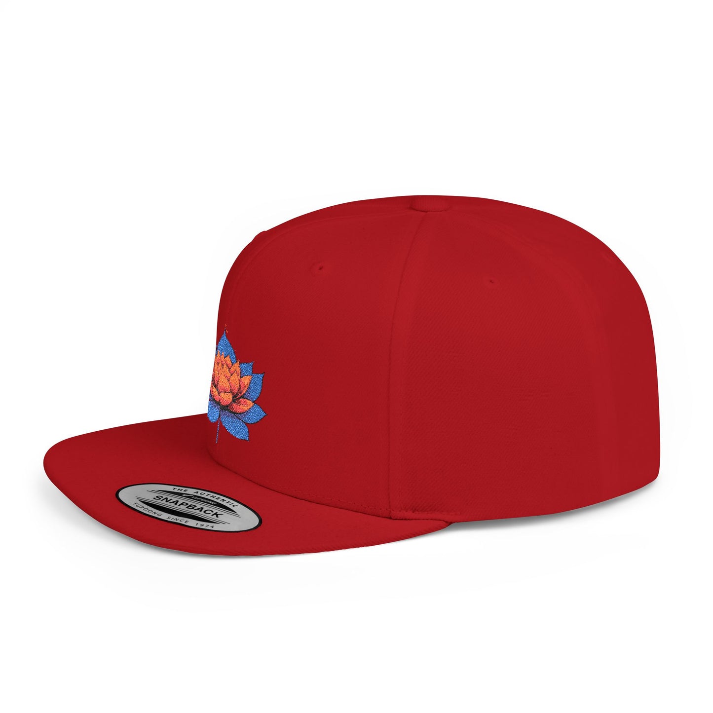 Lotus Flower Flat Bill Snapback Cap - Stylish & Versatile