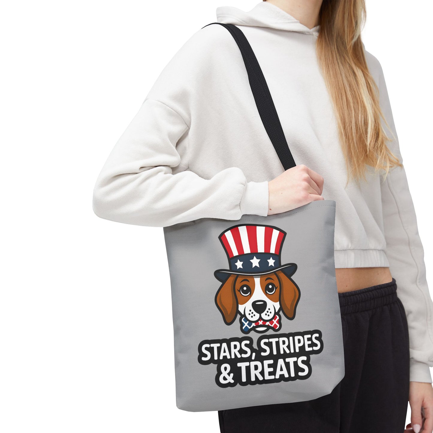 Patriotic Dog Tote Bag - Stars, Stripes & Treats - Cute Pet Lover Gift, Summer Fair, Dog Lovers, July 4th, Everyday Use