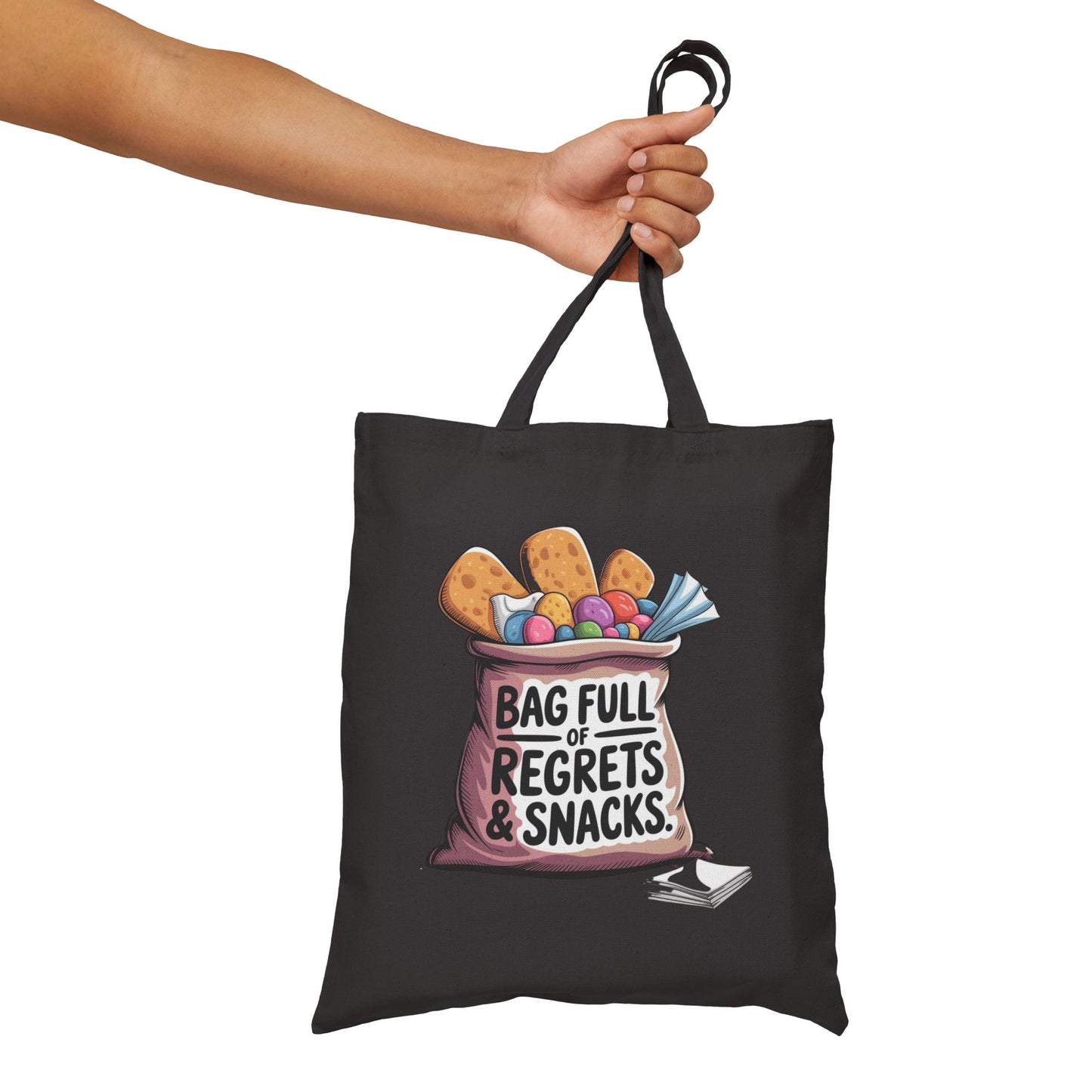 Funny Cotton Canvas Tote Bag, Unique Gift for Snack Lovers, Reusable Grocery Bag, Stylish Market Tote, Perfect for Parties & Travel