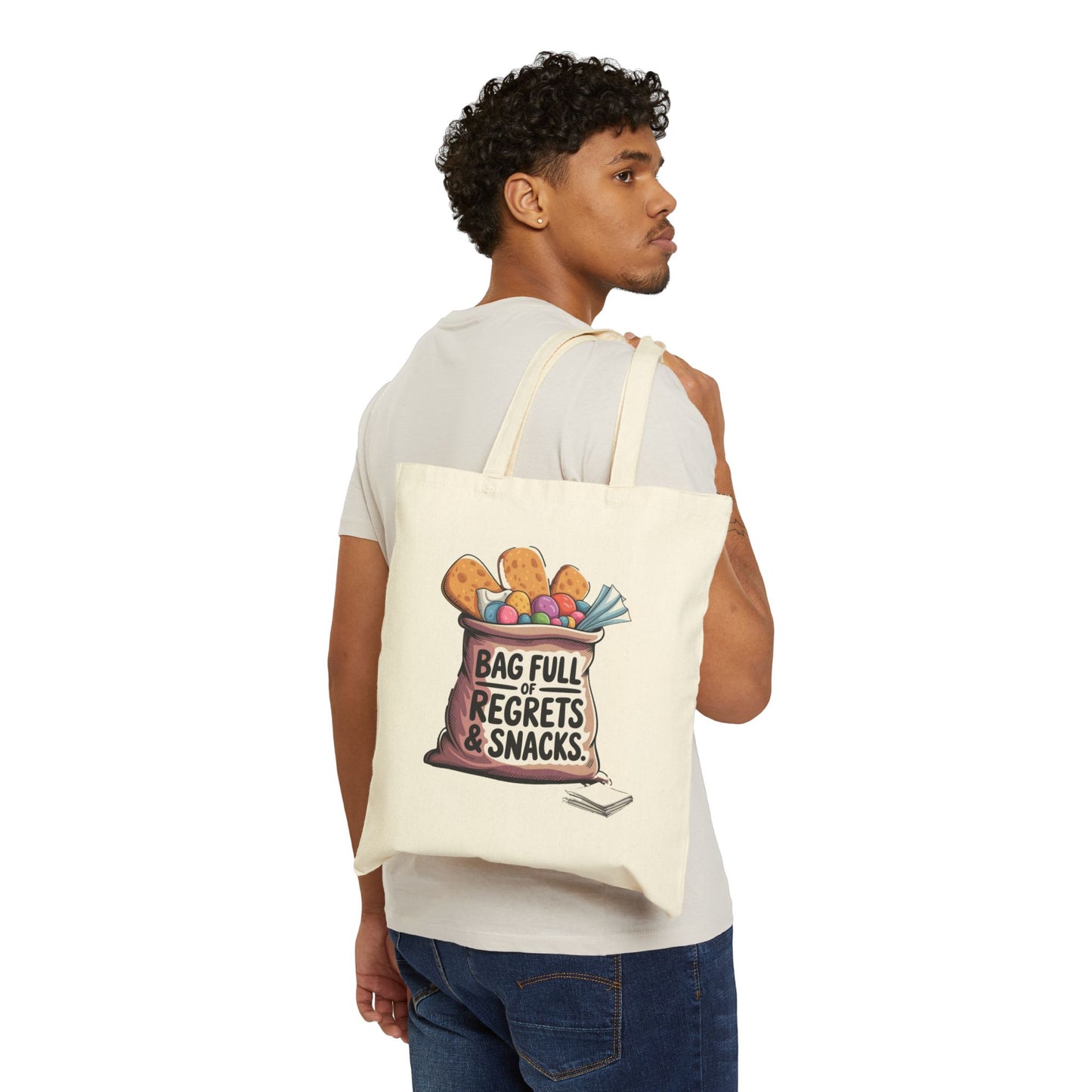 Funny Cotton Canvas Tote Bag, Unique Gift for Snack Lovers, Reusable Grocery Bag, Stylish Market Tote, Perfect for Parties & Travel