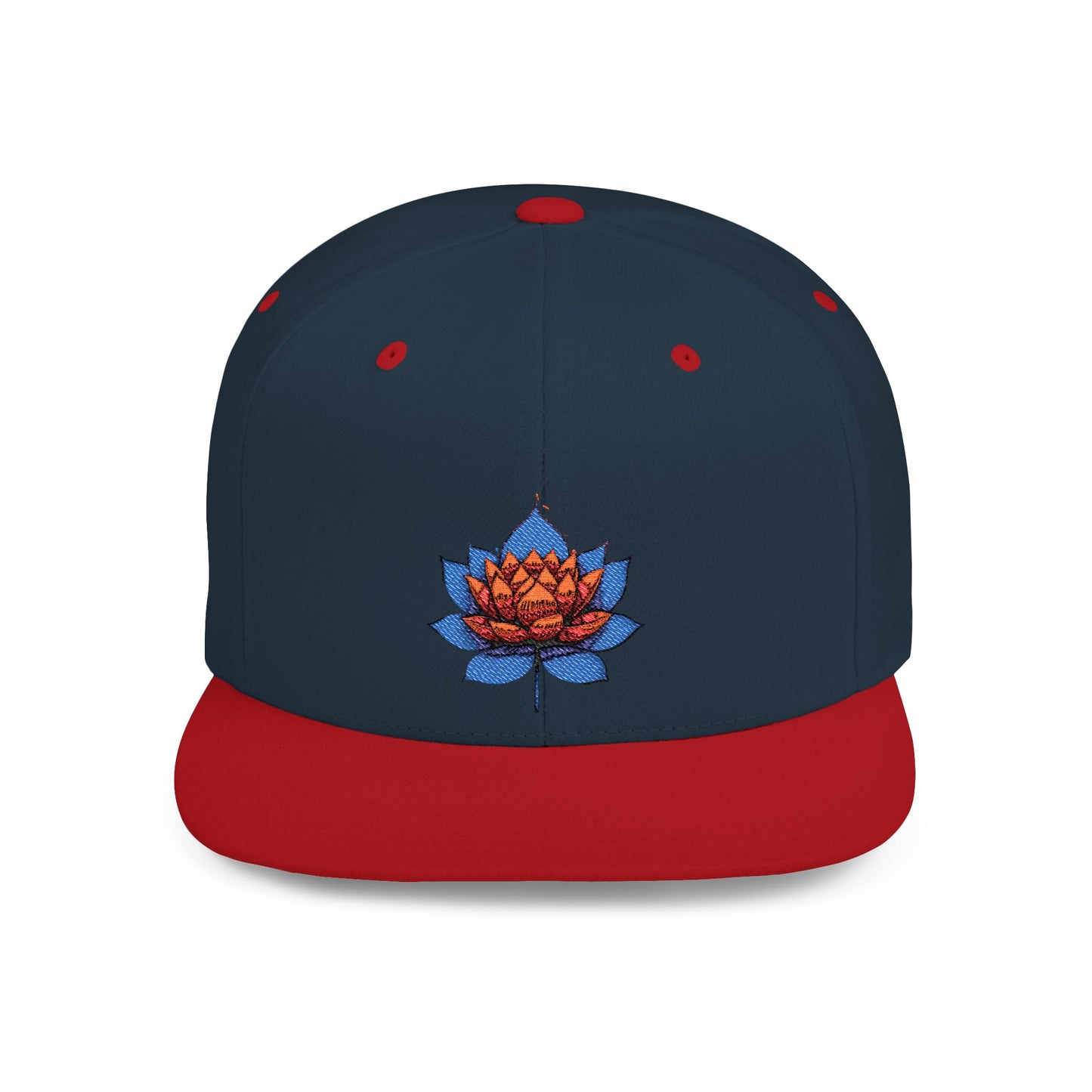 Lotus Flower Flat Bill Snapback Cap - Stylish & Versatile