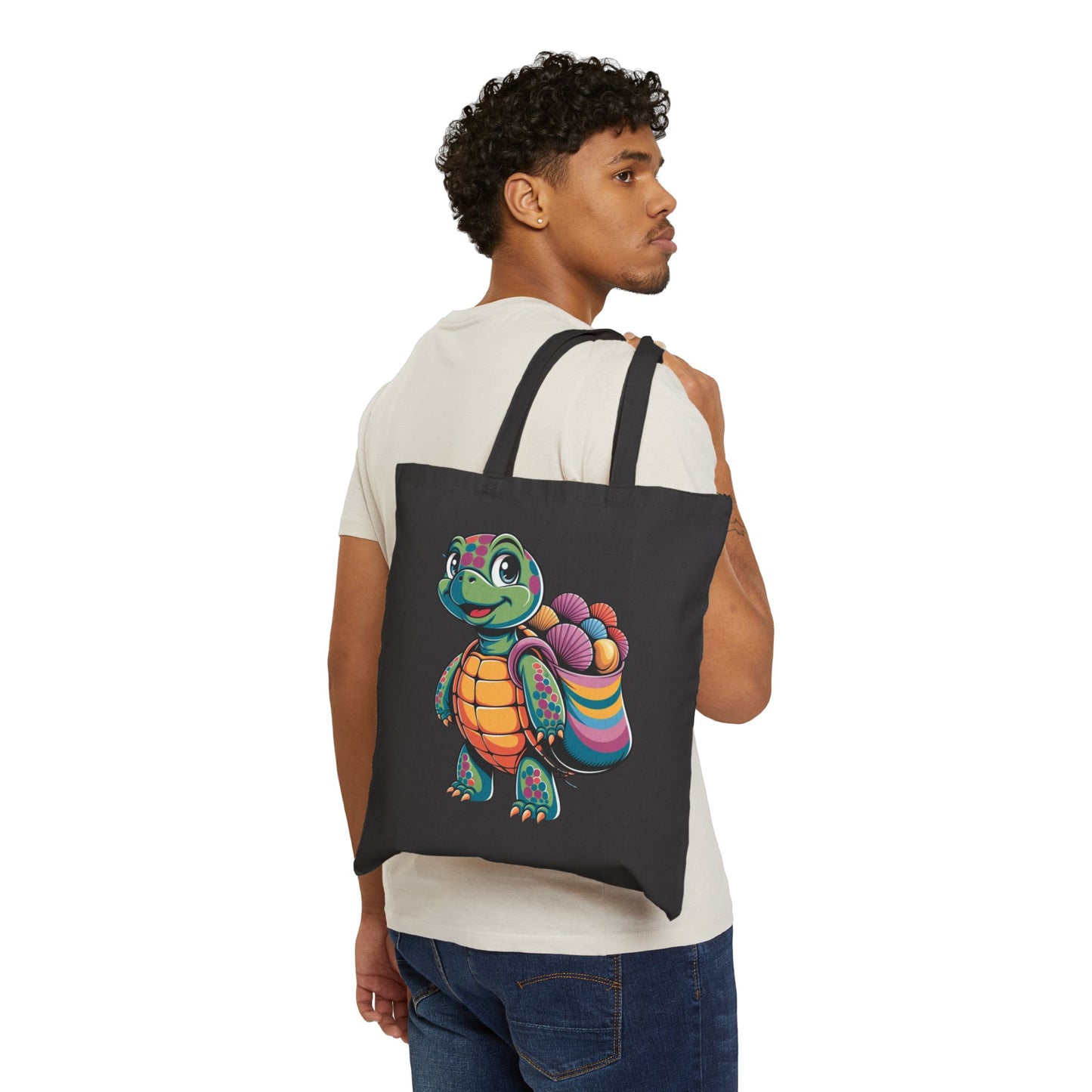 Colorful Turtle Canvas Tote Bag | Eco-Friendly Shopping, Beach Bag, Craft Tote, Gift for Nature Lovers, Earth Day Essentials