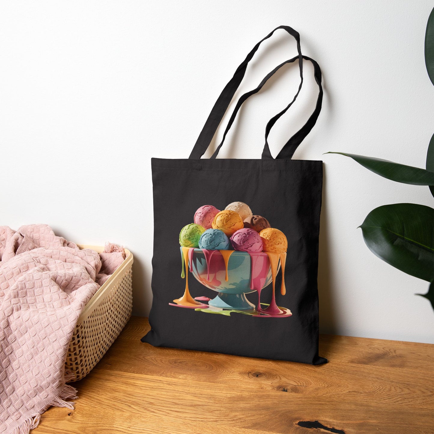 Colorful Ice Cream Tote Bag, Eco-Friendly Shopping Bag, Summer Gift, Beach Bag, Unique Grocery Tote, Fun Picnic Accessory