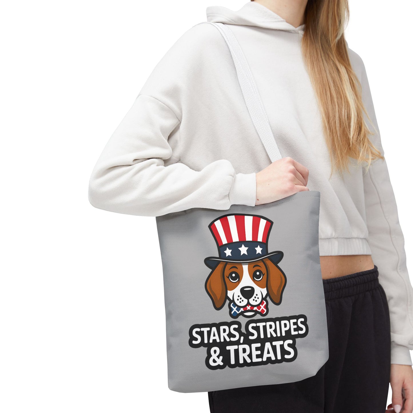 Patriotic Dog Tote Bag - Stars, Stripes & Treats - Cute Pet Lover Gift, Summer Fair, Dog Lovers, July 4th, Everyday Use
