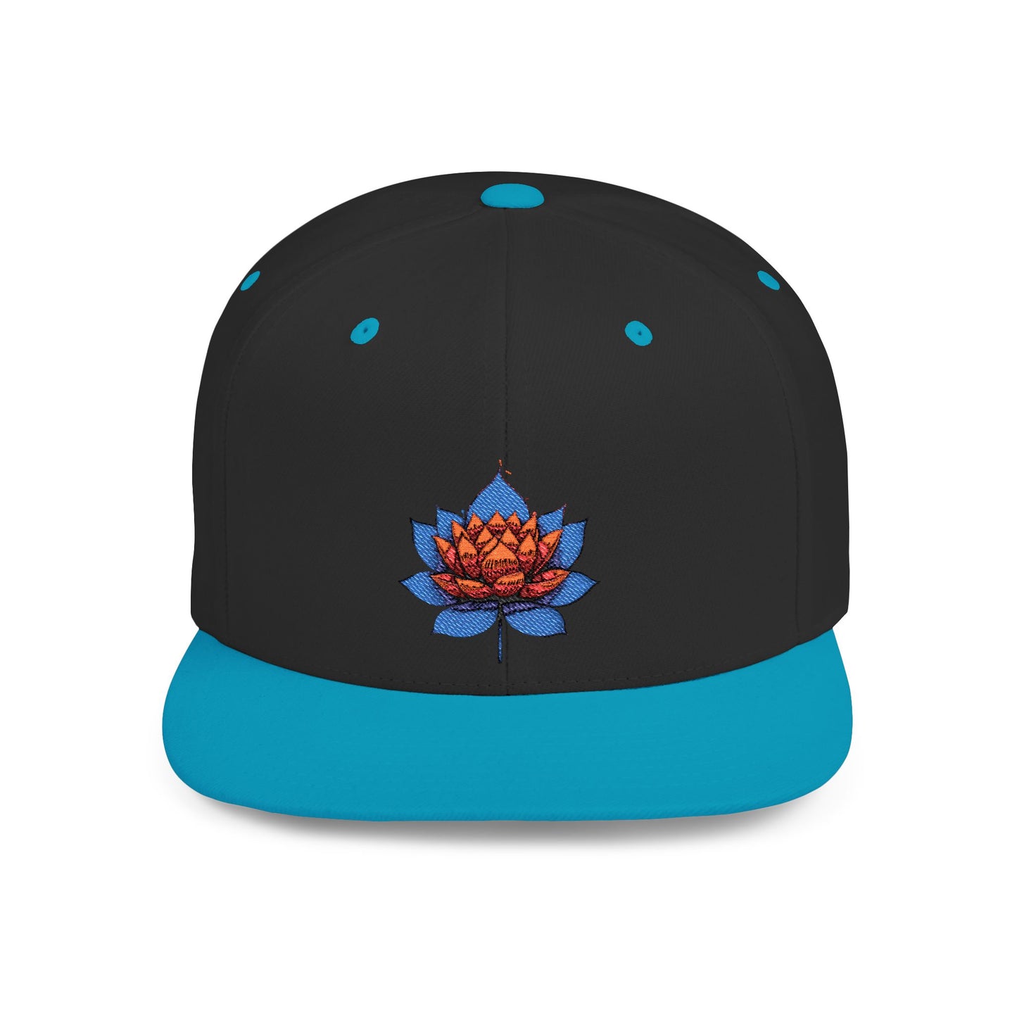 Lotus Flower Flat Bill Snapback Cap - Stylish & Versatile
