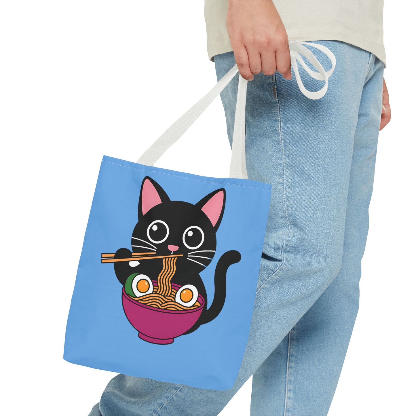 Cute Cat Noodle Tote Bag | Animal Lover Gift, Beach Bag, Shopping Tote, Foodie Accessory, Pet Lover's Bag