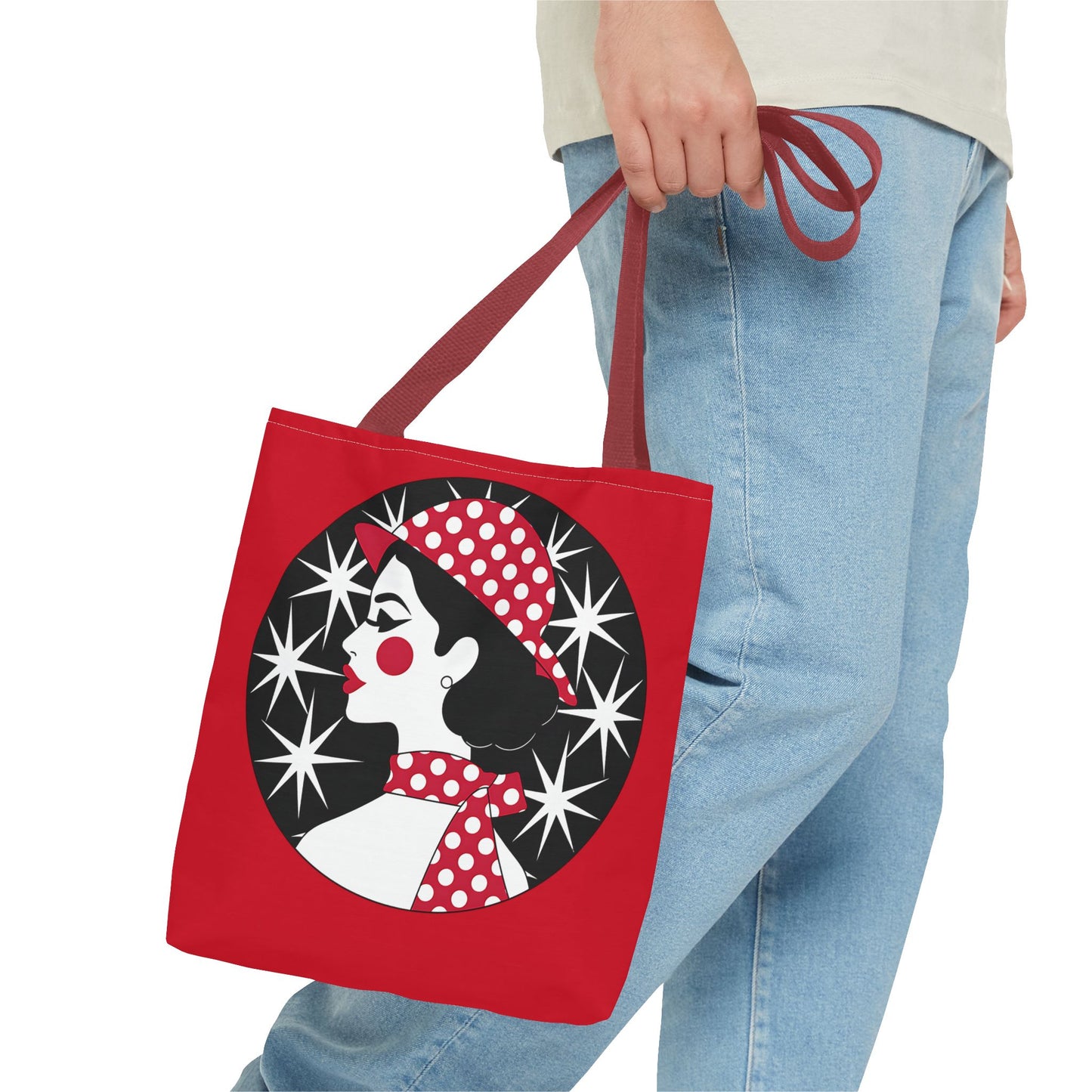 Vintage Glamour Tote Bag - Retro Fashion, Stylish Handbag, Gift for Her, Everyday Use, Polka Dot Design