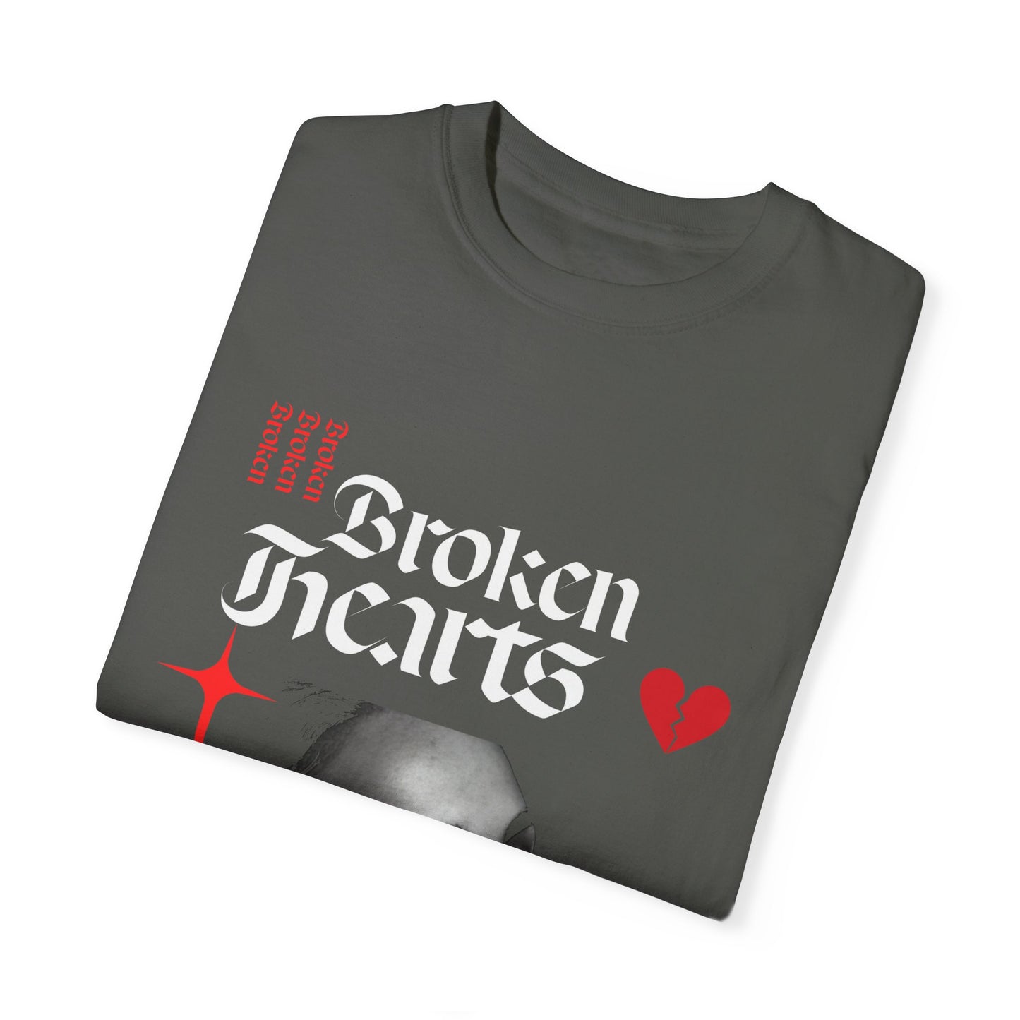Broken Hearts Unisex Garment-Dyed T-Shirt - Trendy Graphic Tee for Casual Looks