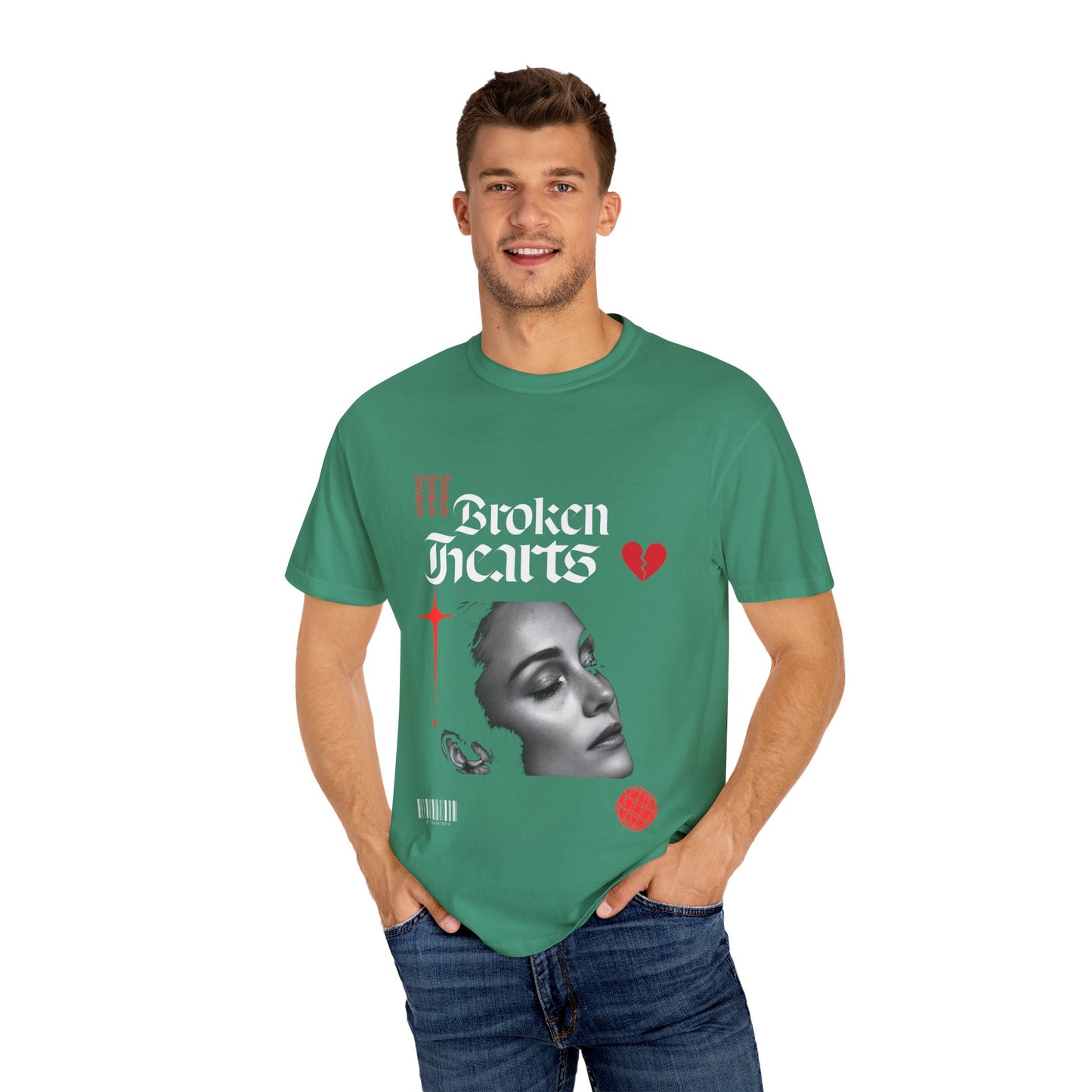 Broken Hearts Unisex Garment-Dyed T-Shirt - Trendy Graphic Tee for Casual Looks