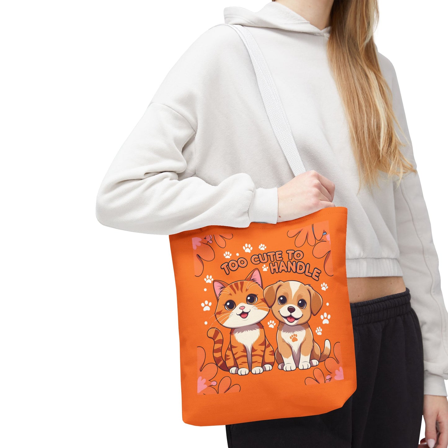 Adorable Pet Lovers Tote Bag, Cute Cat and Dog Design, Perfect Gift for Animal Lovers, Everyday Carry, Pet Adoption Day