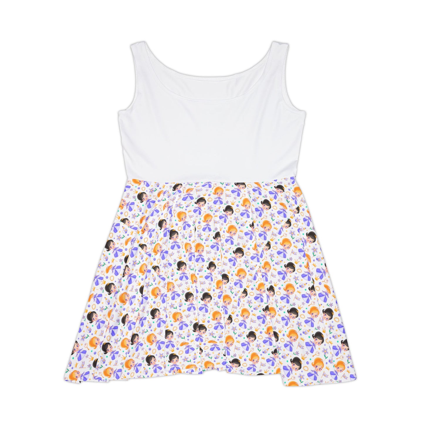 Colorful Women's Skater Dress with Fun Cartoon Prints