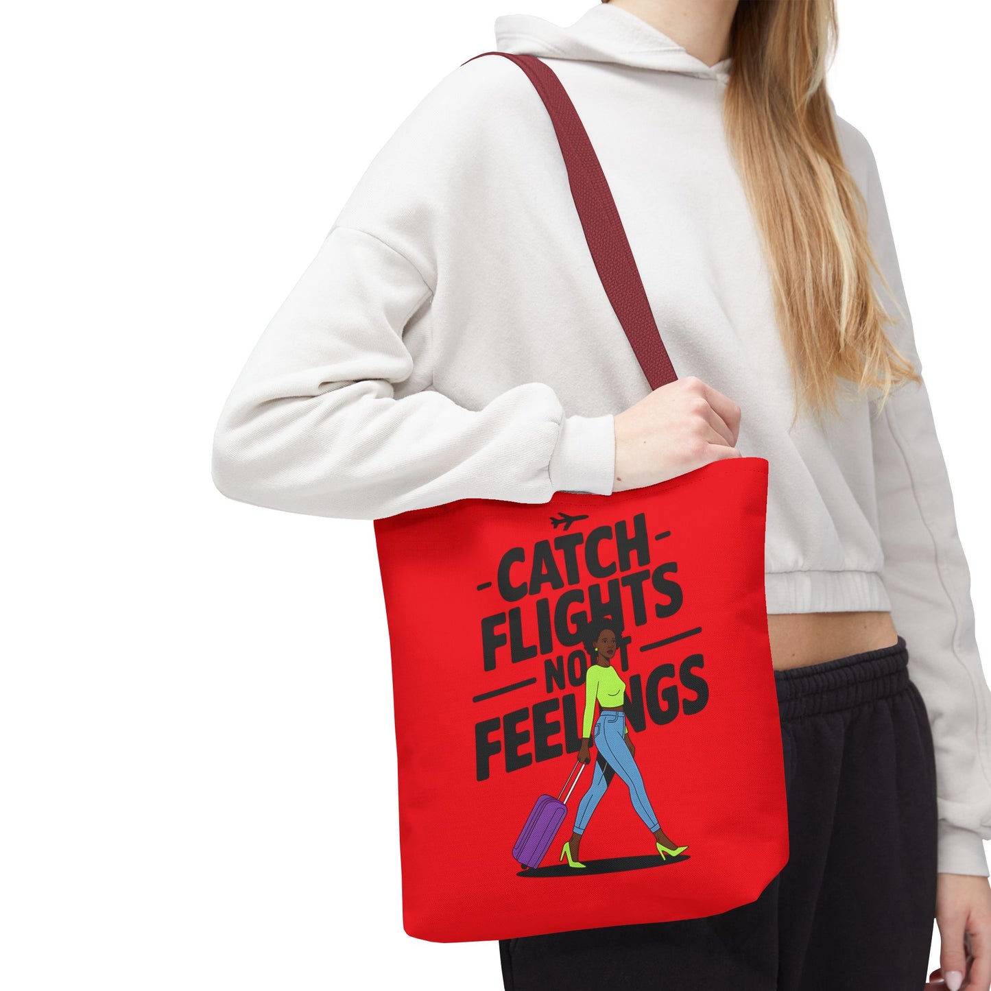 Catch Flights Not Feelings Tote Bag | Travel Gift, Vacation Accessory, Summer Beach Bag, Stylish Shopping Tote, Gift for Travelers