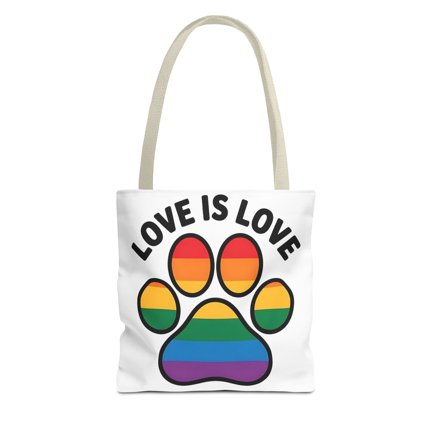 Pride Love Is Love Tote Bag – Colorful Paw Print Design