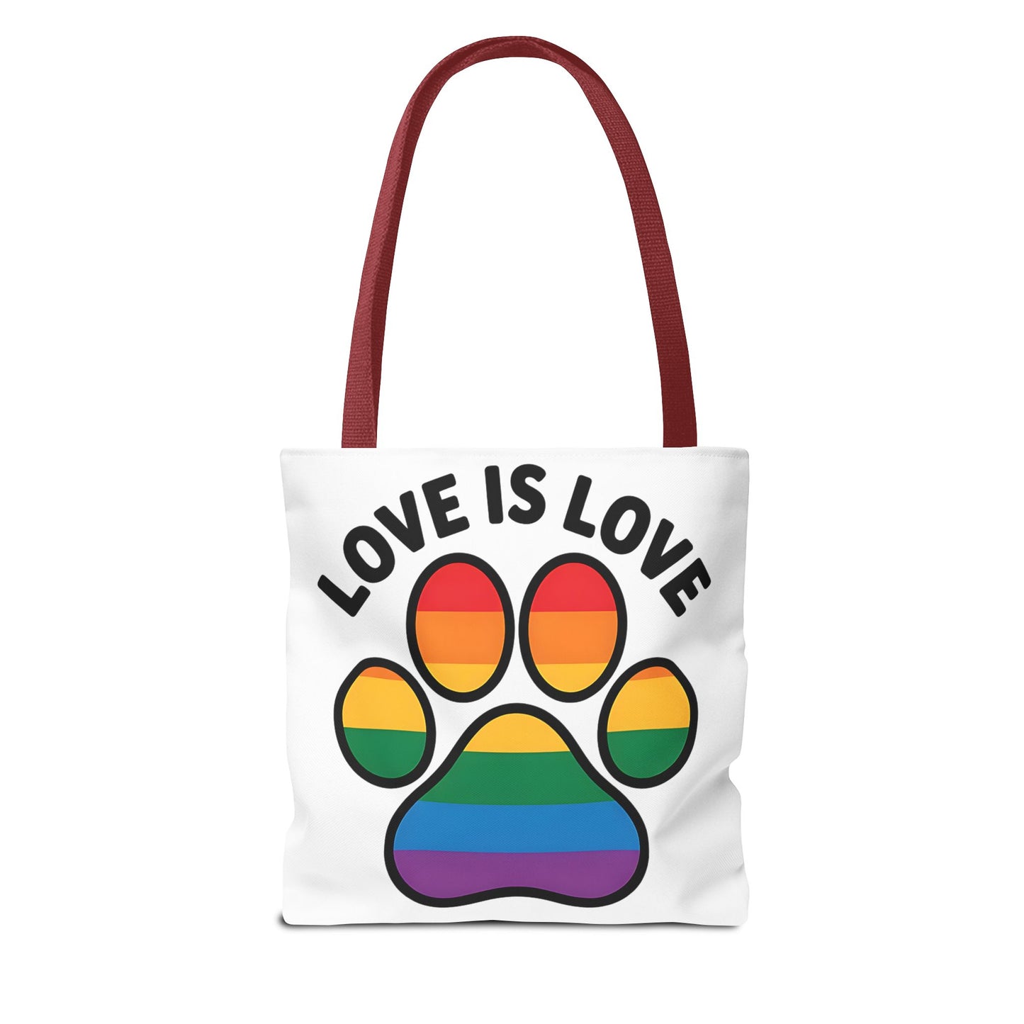 Pride Love Is Love Tote Bag – Colorful Paw Print Design
