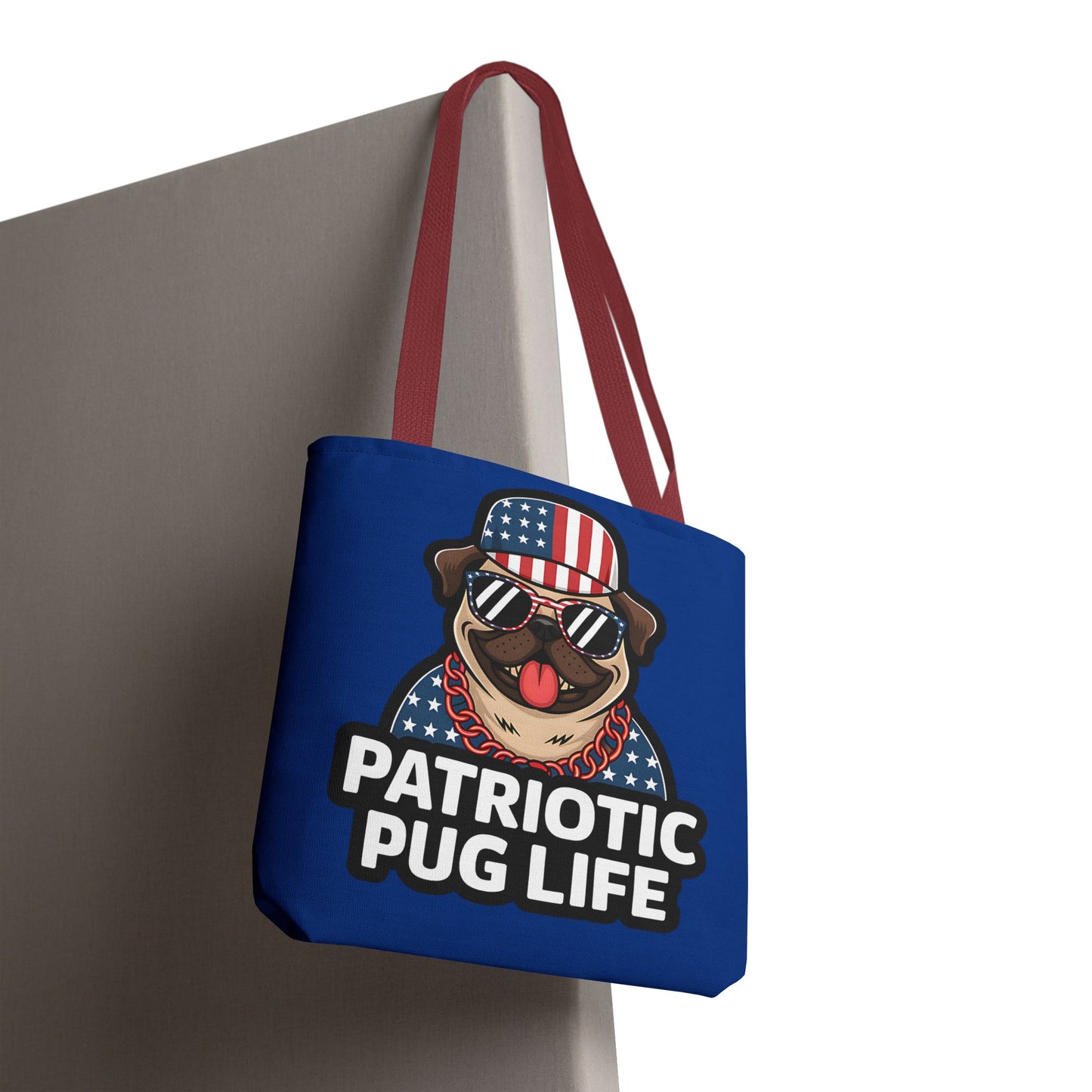 Patriotic Pug Tote Bag, Fun Dog Lover's Accessory, Perfect for Independence Day or Any Celebration
