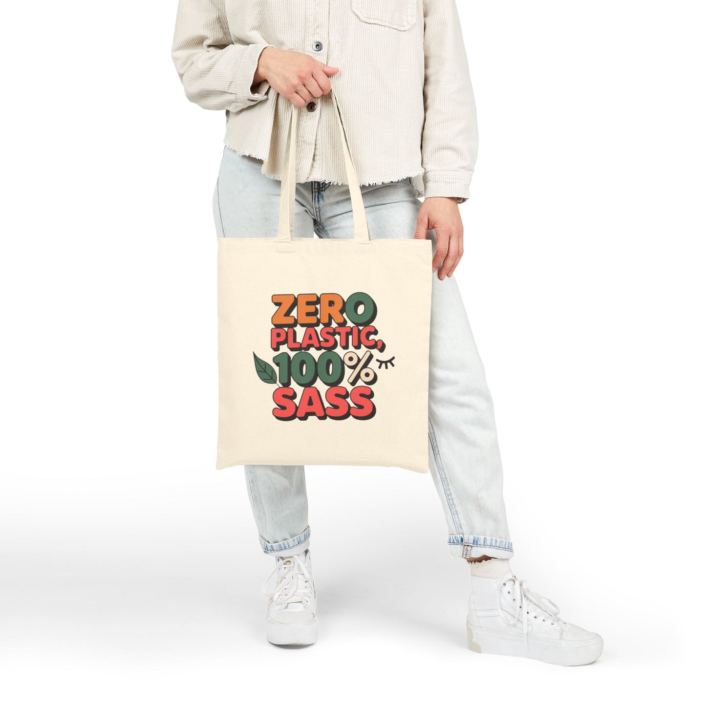 Sassy Eco-Friendly Cotton Canvas Tote Bag, Reusable Grocery Bag, Sustainable Shopping Tote, Gift for Eco-Conscious Friends, Fun Everyday Bag