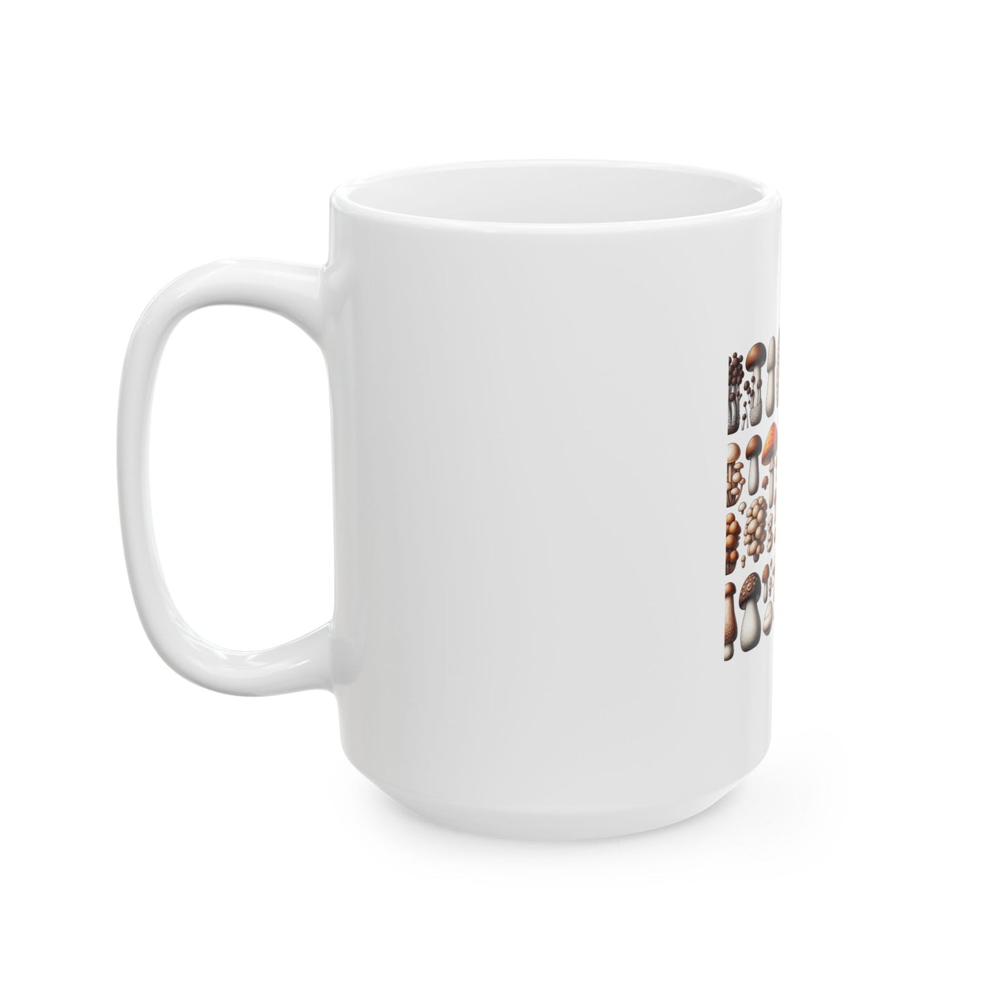 Mushroom Print Ceramic Mug - 11oz & 15oz - Nature-Inspired Coffee Cup