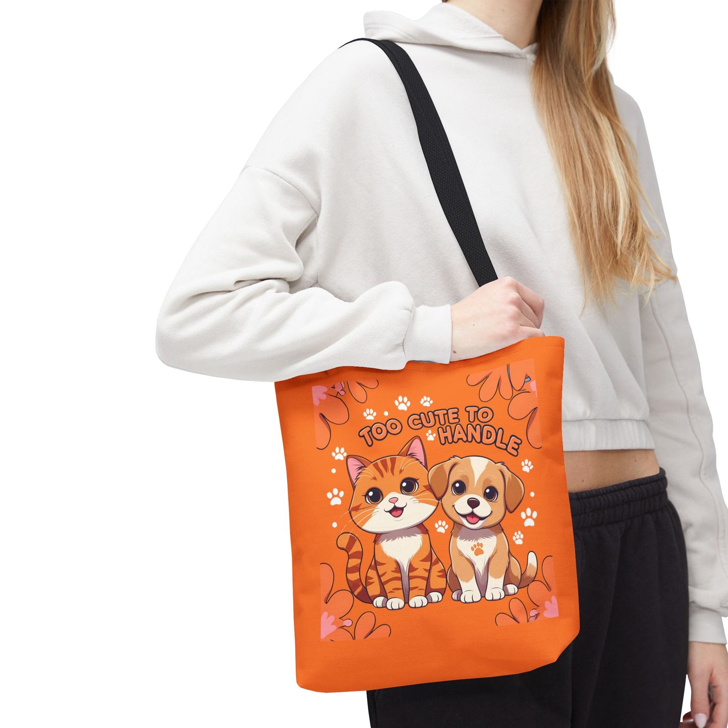 Adorable Pet Lovers Tote Bag, Cute Cat and Dog Design, Perfect Gift for Animal Lovers, Everyday Carry, Pet Adoption Day