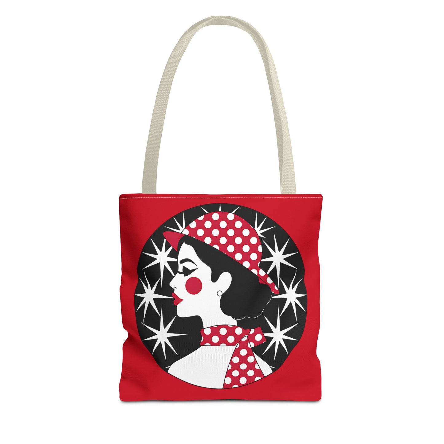 Vintage Glamour Tote Bag - Retro Fashion, Stylish Handbag, Gift for Her, Everyday Use, Polka Dot Design