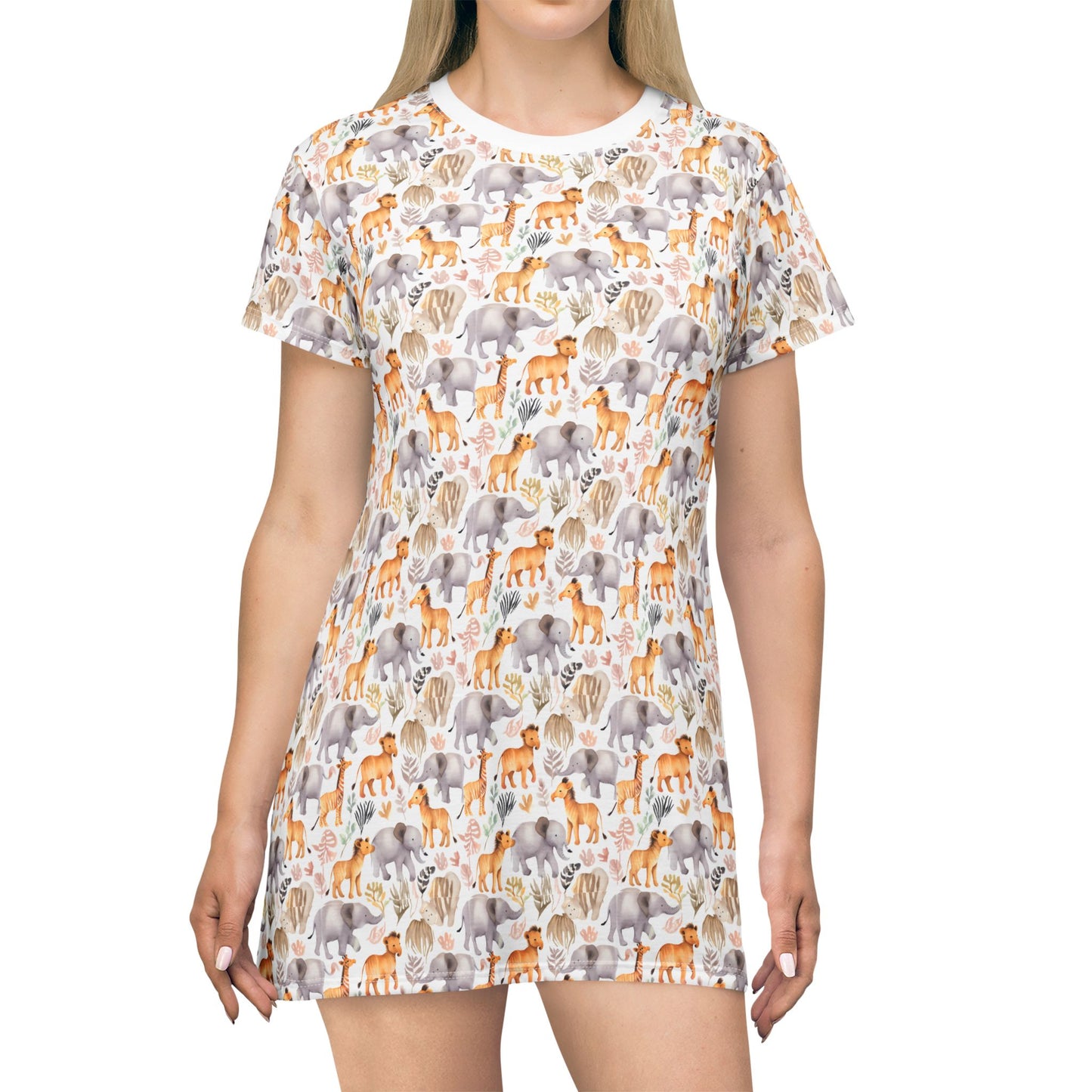 Wildlife Print T-Shirt Dress for Nature Lovers | Casual Summer Outfit