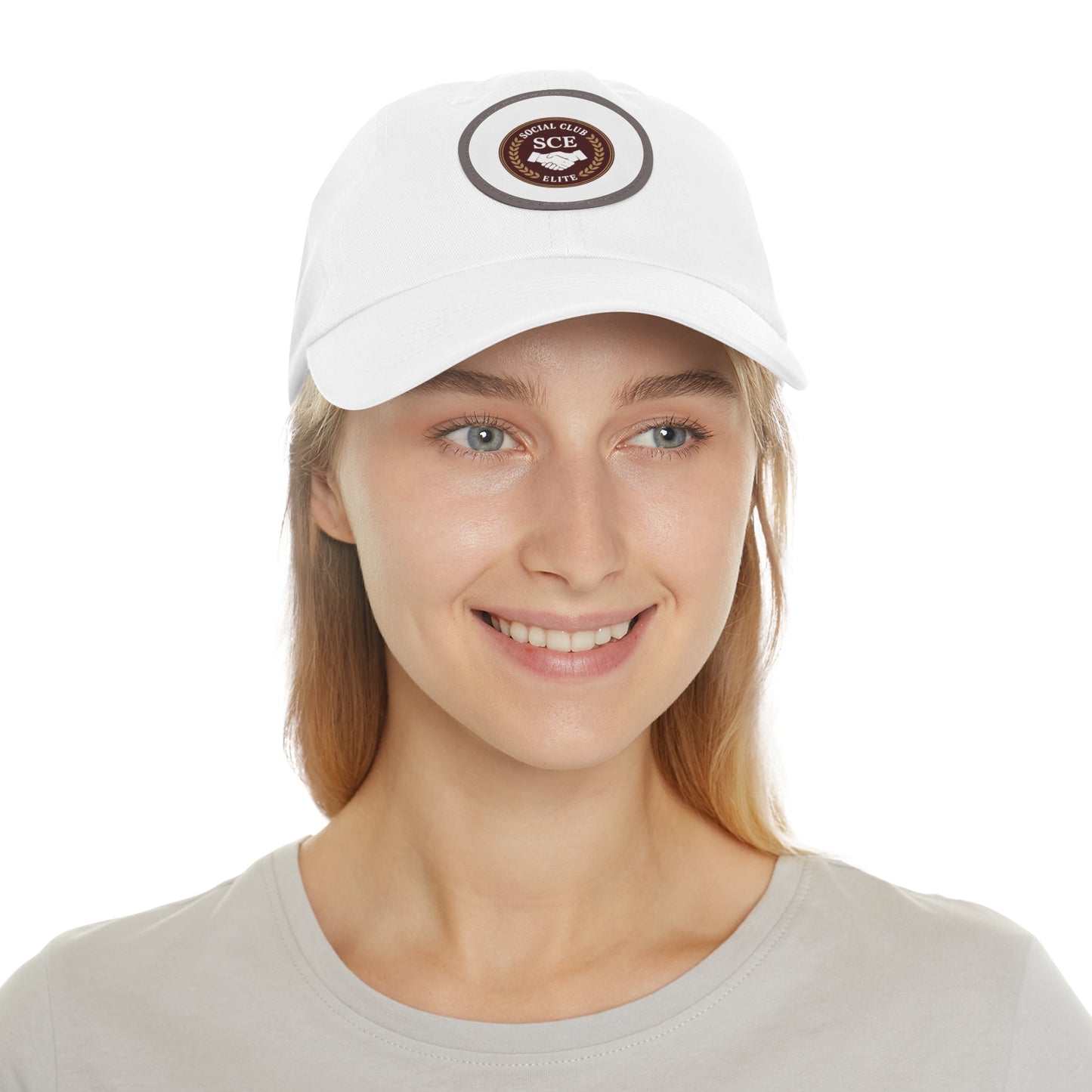 Custom Round Leather Patch Dad Hat for Casual Style