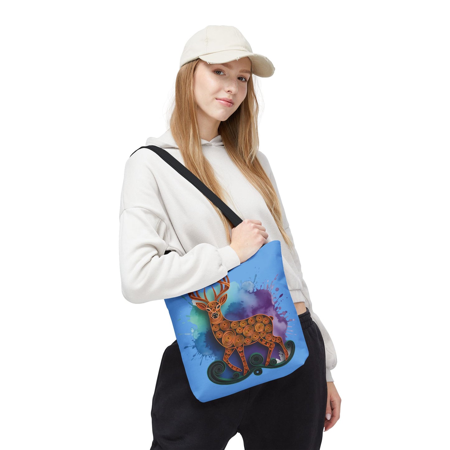 Bohemian Deer Tote Bag, Eco-Friendly Shopping Bag, Colorful Canvas Shoulder Bag, Gift for Nature Lovers, Unique Reusable Tote