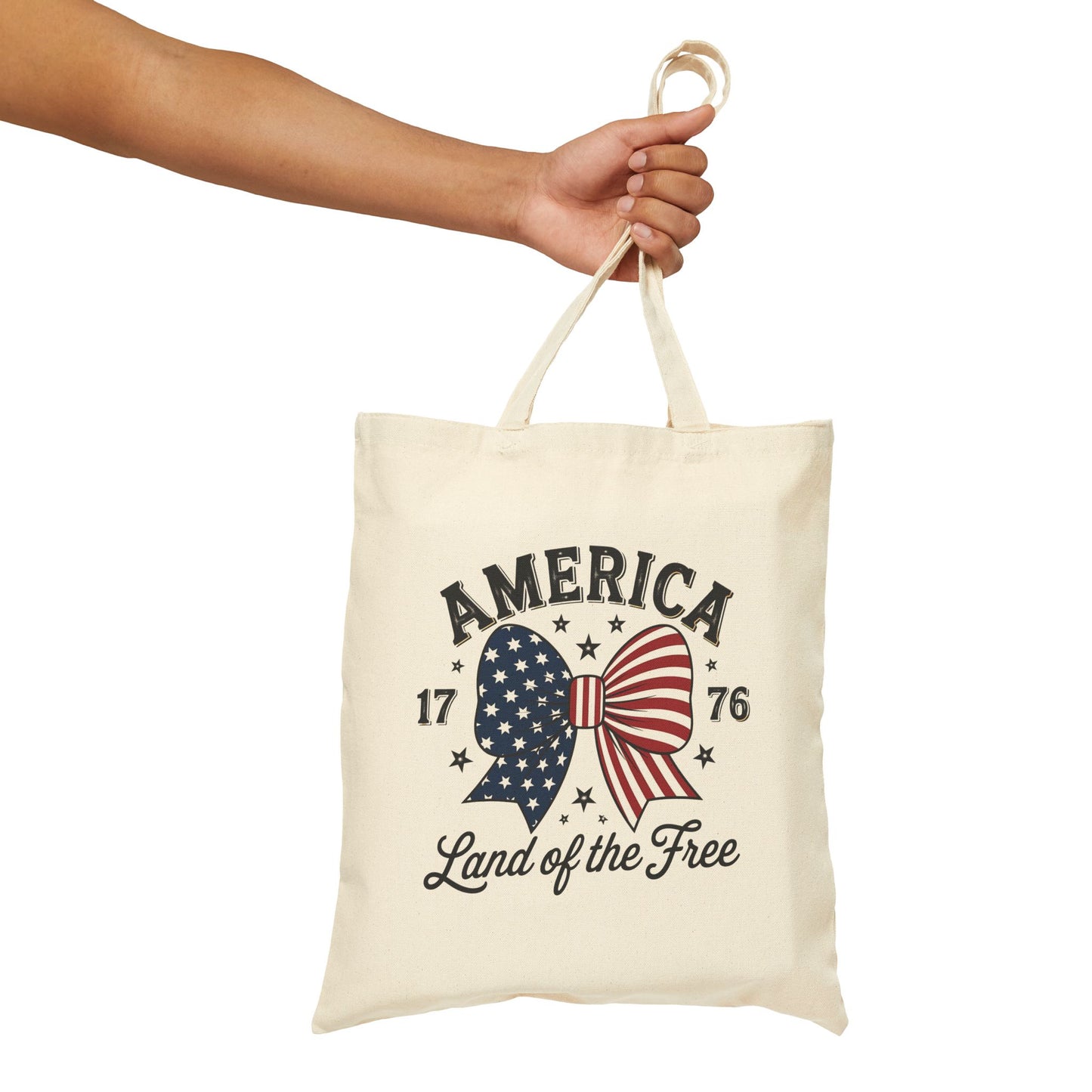 Patriotic Cotton Canvas Tote Bag | Perfect for Independence Day, 4th of July, Everyday Use, Eco-Friendly Shopping, USA Lover Gift