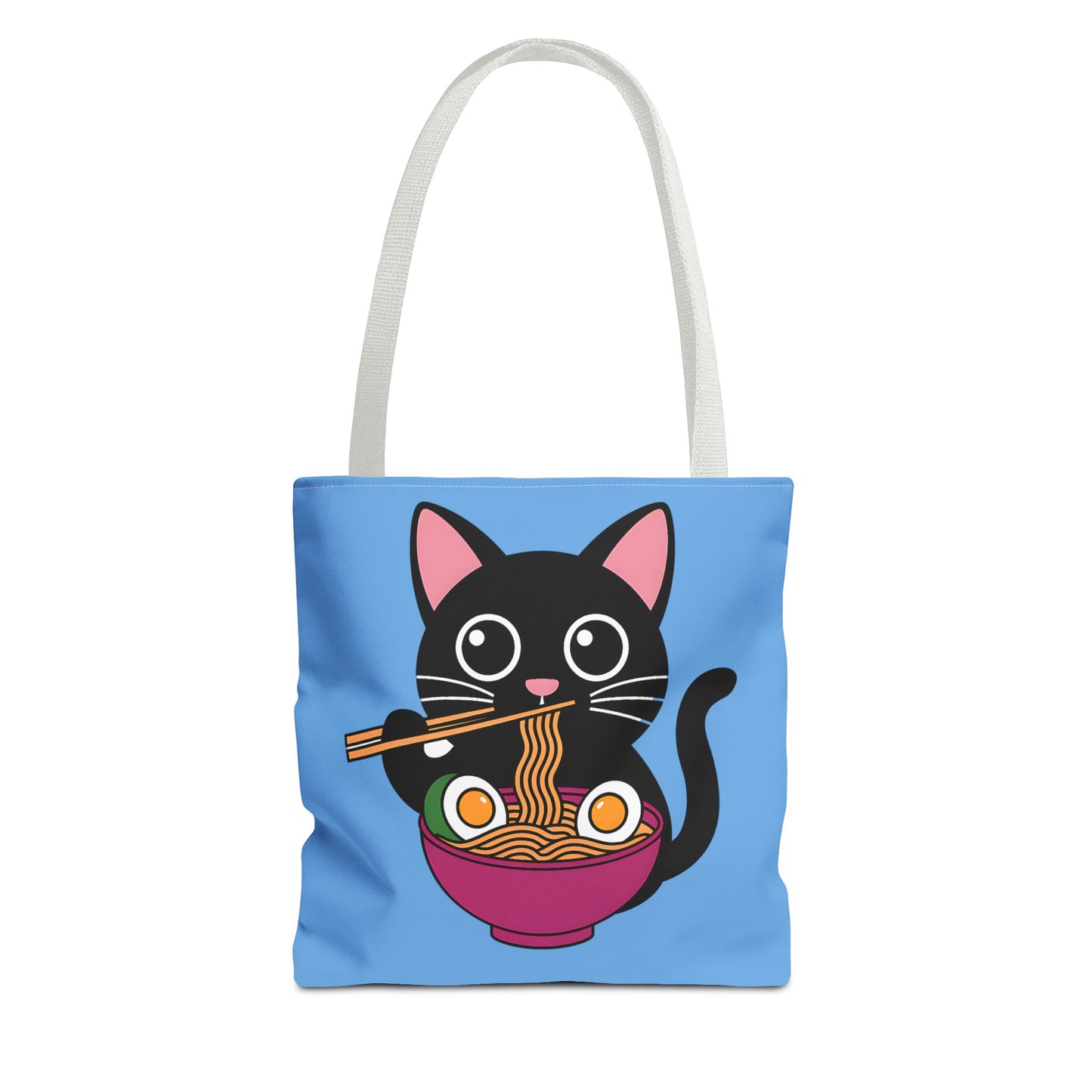 Cute Cat Noodle Tote Bag | Animal Lover Gift, Beach Bag, Shopping Tote, Foodie Accessory, Pet Lover's Bag