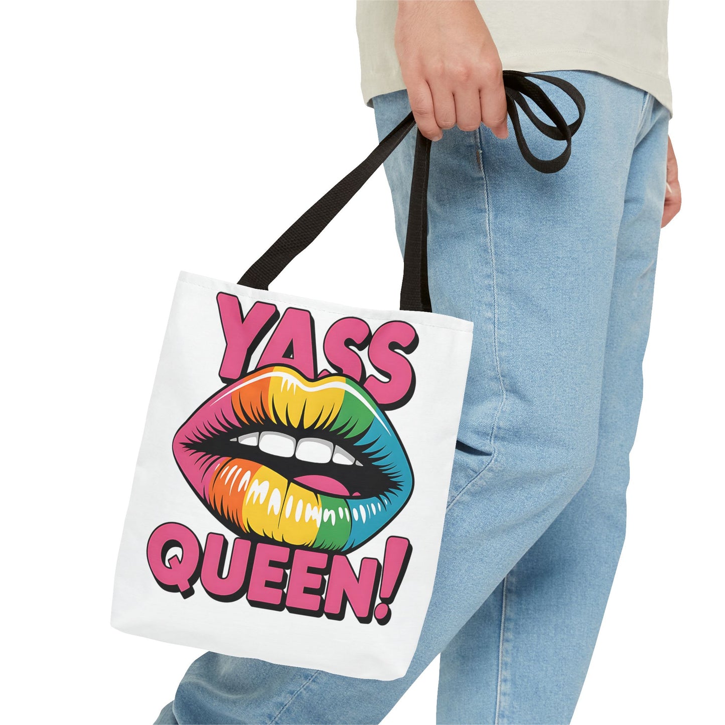 Yass Queen Tote Bag - Rainbow Lips Design for LGBTQ+ Pride and Empowerment