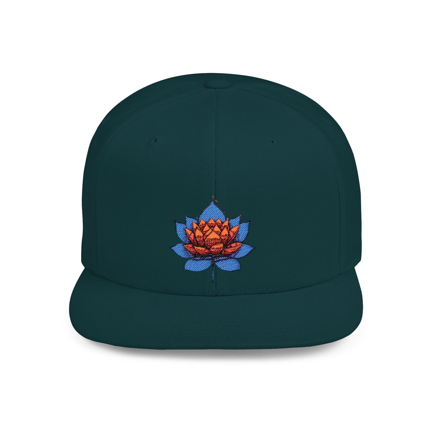 Lotus Flower Flat Bill Snapback Cap - Stylish & Versatile