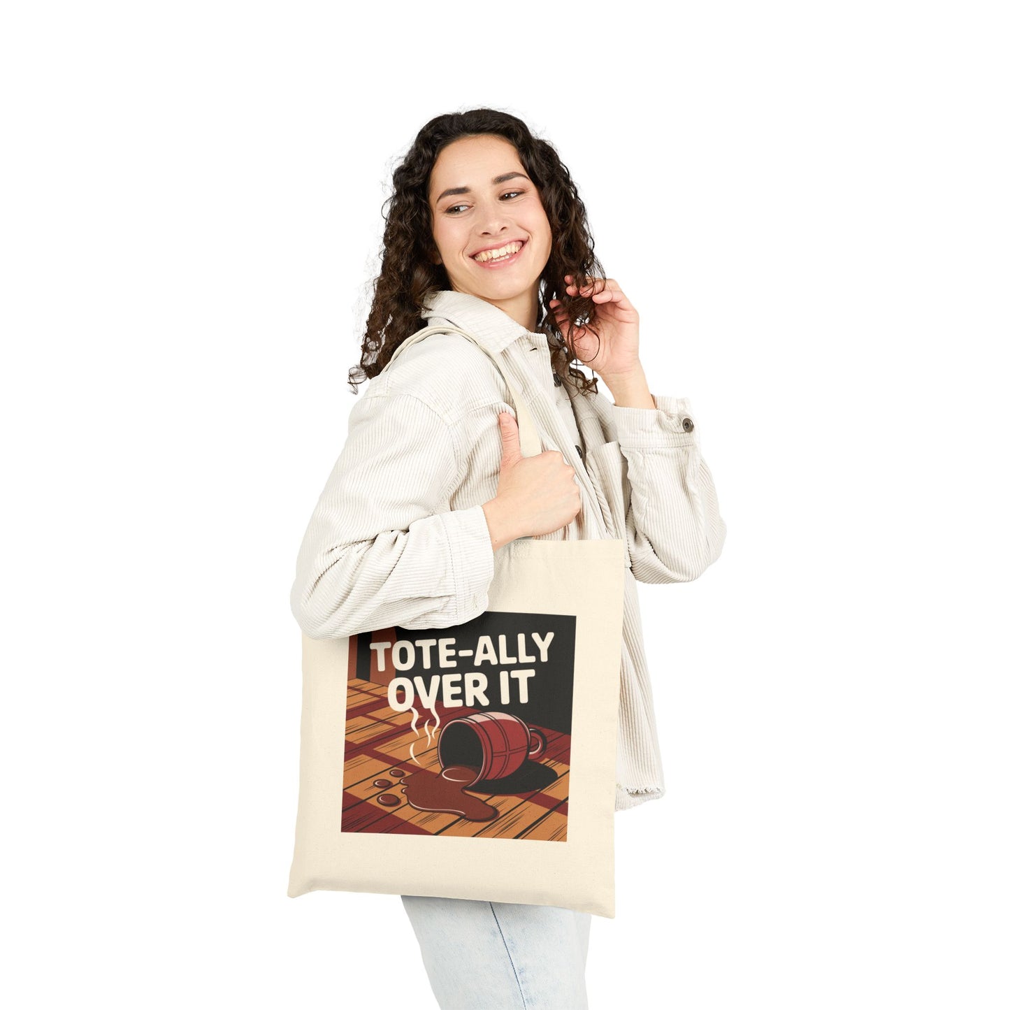Funny Cotton Canvas Tote Bag - Tote-ally Over It - Eco-friendly, Shopping, Beach, Gift