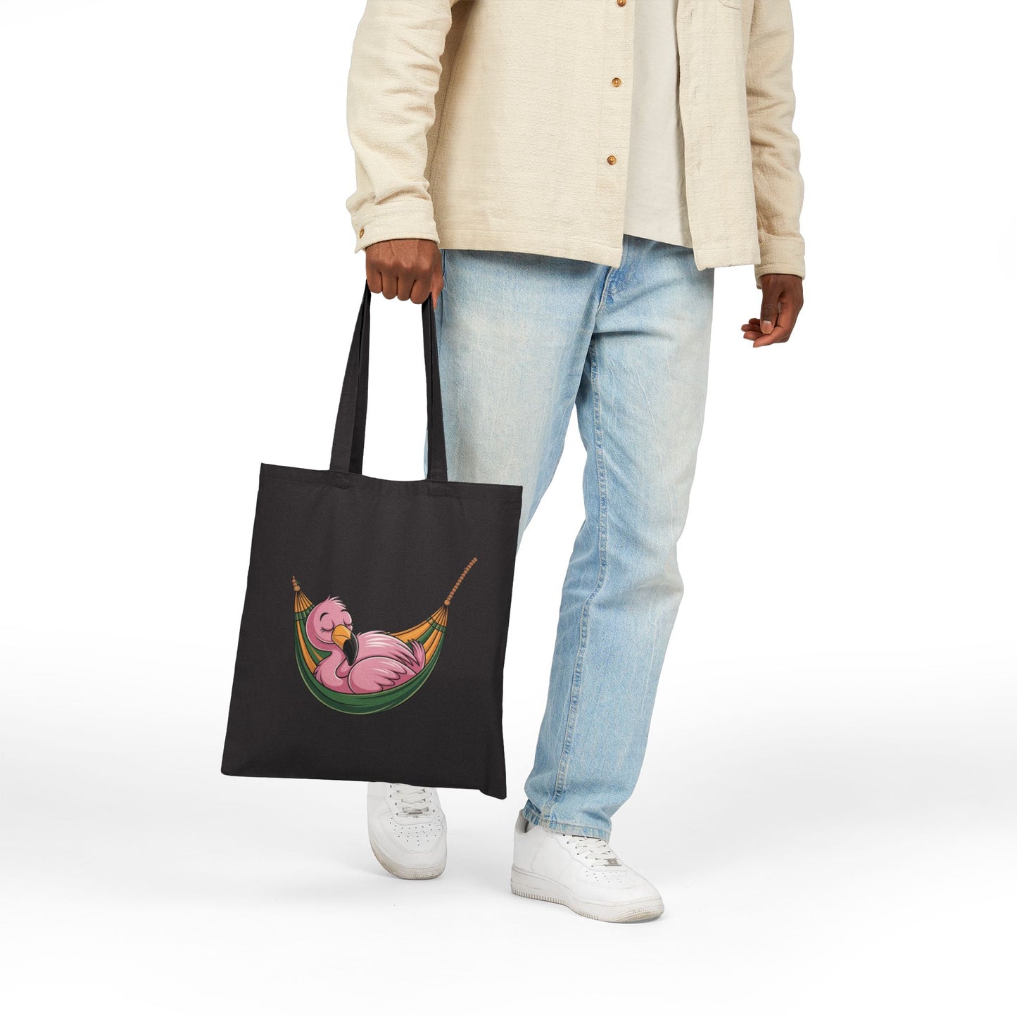 Flamingo Hammock Tote Bag, Eco-Friendly Shopping Bag, Summer Beach Bag, Cute Gift for Her, Travel Tote