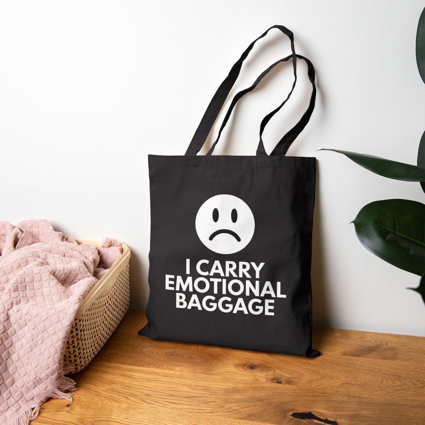 Sad Face Cotton Canvas Tote Bag, Reusable Shopping Bag, Cute Eco-Friendly Gift, Minimalist Design, Everyday Carrier