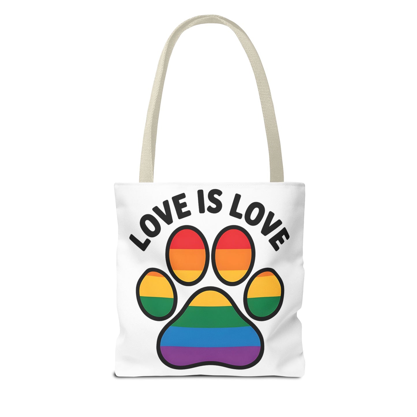 Pride Love Is Love Tote Bag – Colorful Paw Print Design