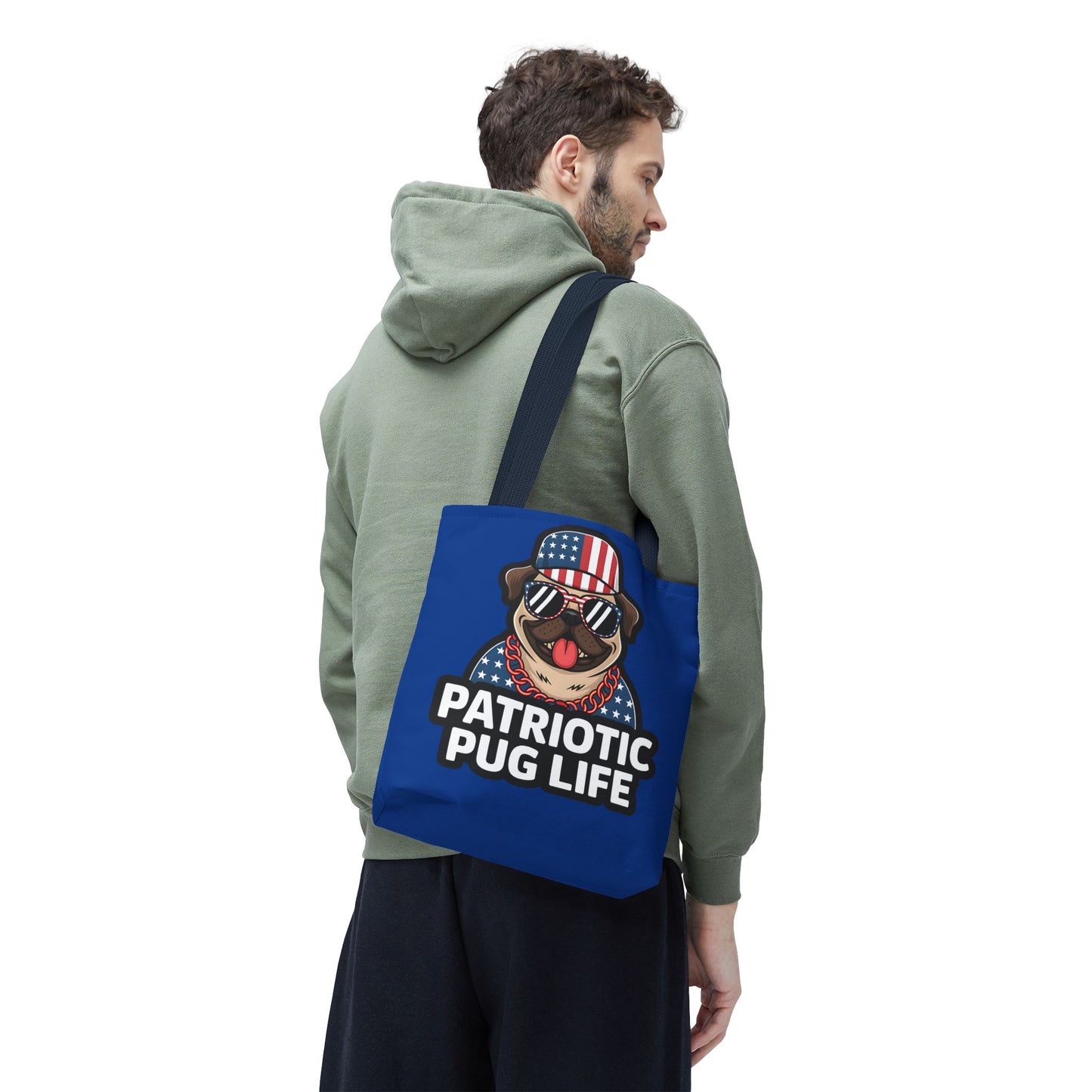 Patriotic Pug Tote Bag, Fun Dog Lover's Accessory, Perfect for Independence Day or Any Celebration