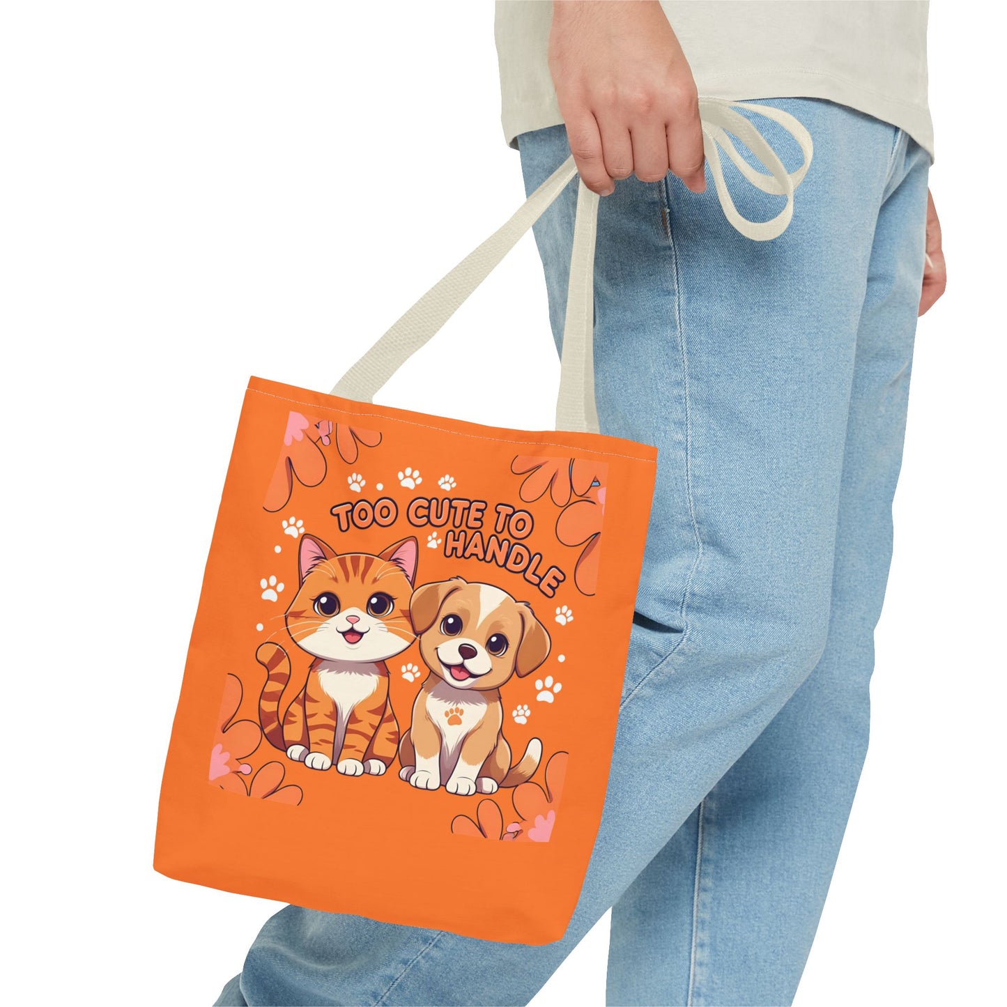Adorable Pet Lovers Tote Bag, Cute Cat and Dog Design, Perfect Gift for Animal Lovers, Everyday Carry, Pet Adoption Day