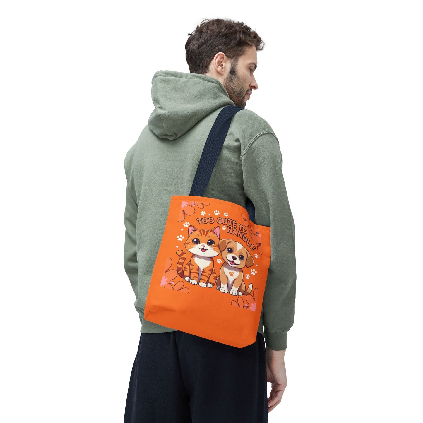Adorable Pet Lovers Tote Bag, Cute Cat and Dog Design, Perfect Gift for Animal Lovers, Everyday Carry, Pet Adoption Day