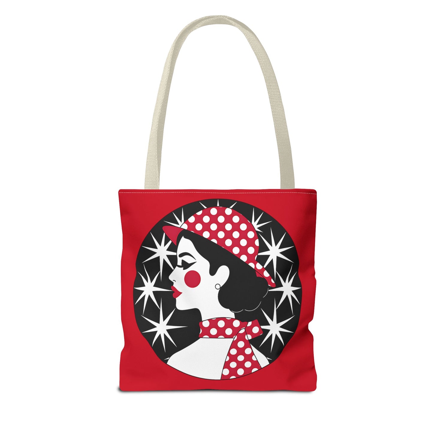 Vintage Glamour Tote Bag - Retro Fashion, Stylish Handbag, Gift for Her, Everyday Use, Polka Dot Design