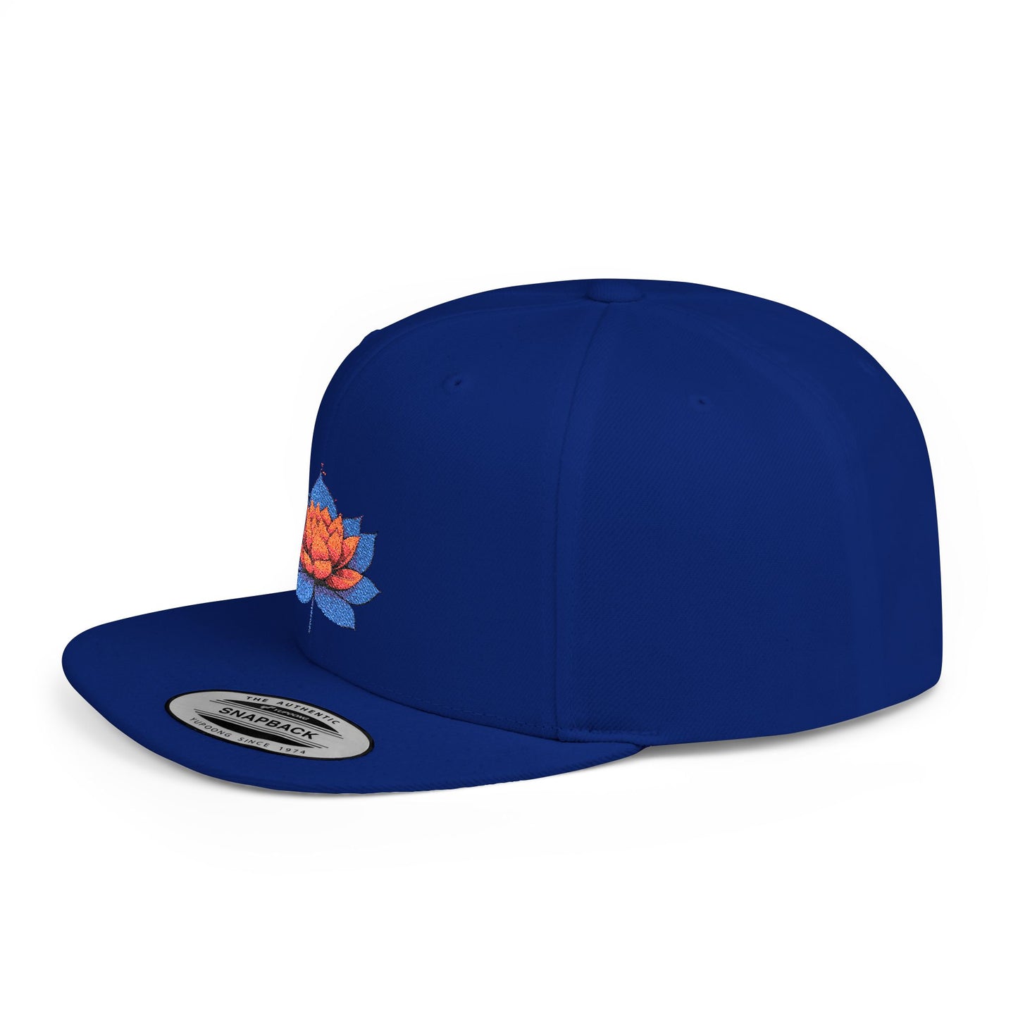 Lotus Flower Flat Bill Snapback Cap - Stylish & Versatile
