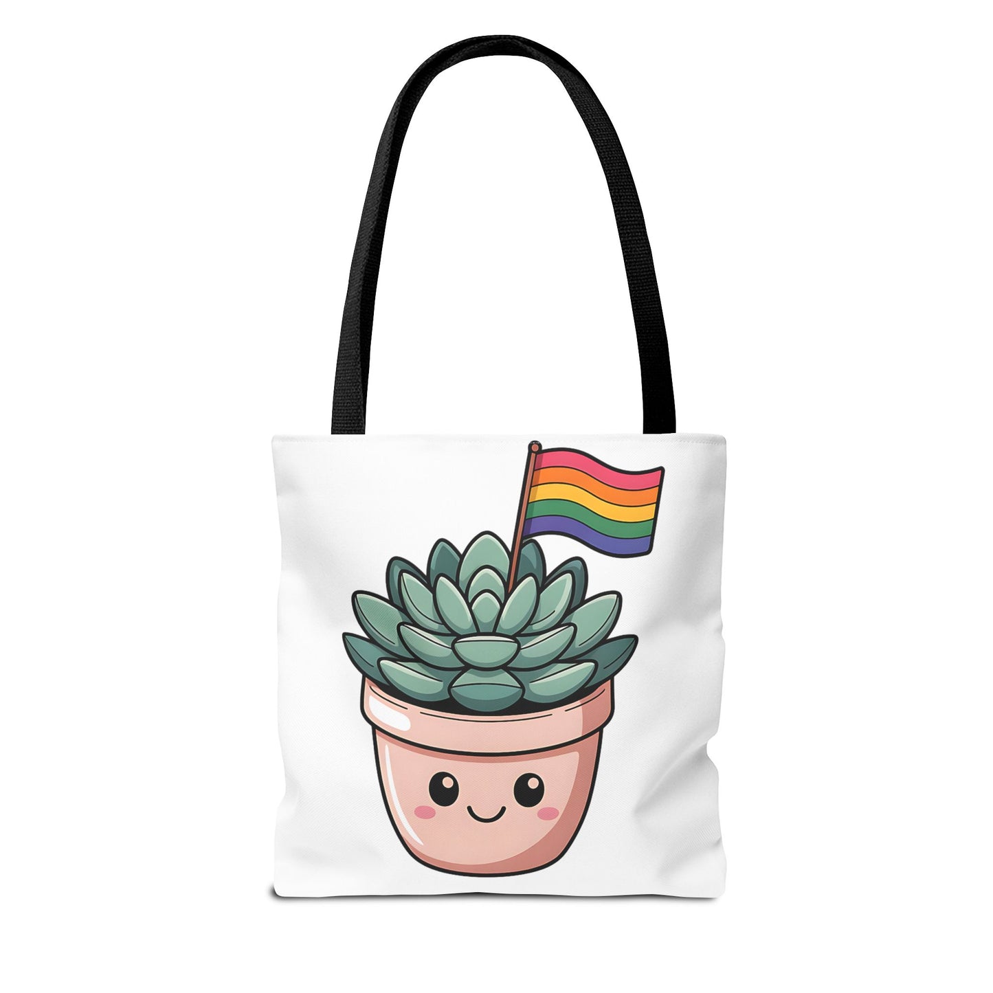 Cute Succulent Tote Bag with Rainbow Flag - Perfect for Pride Events