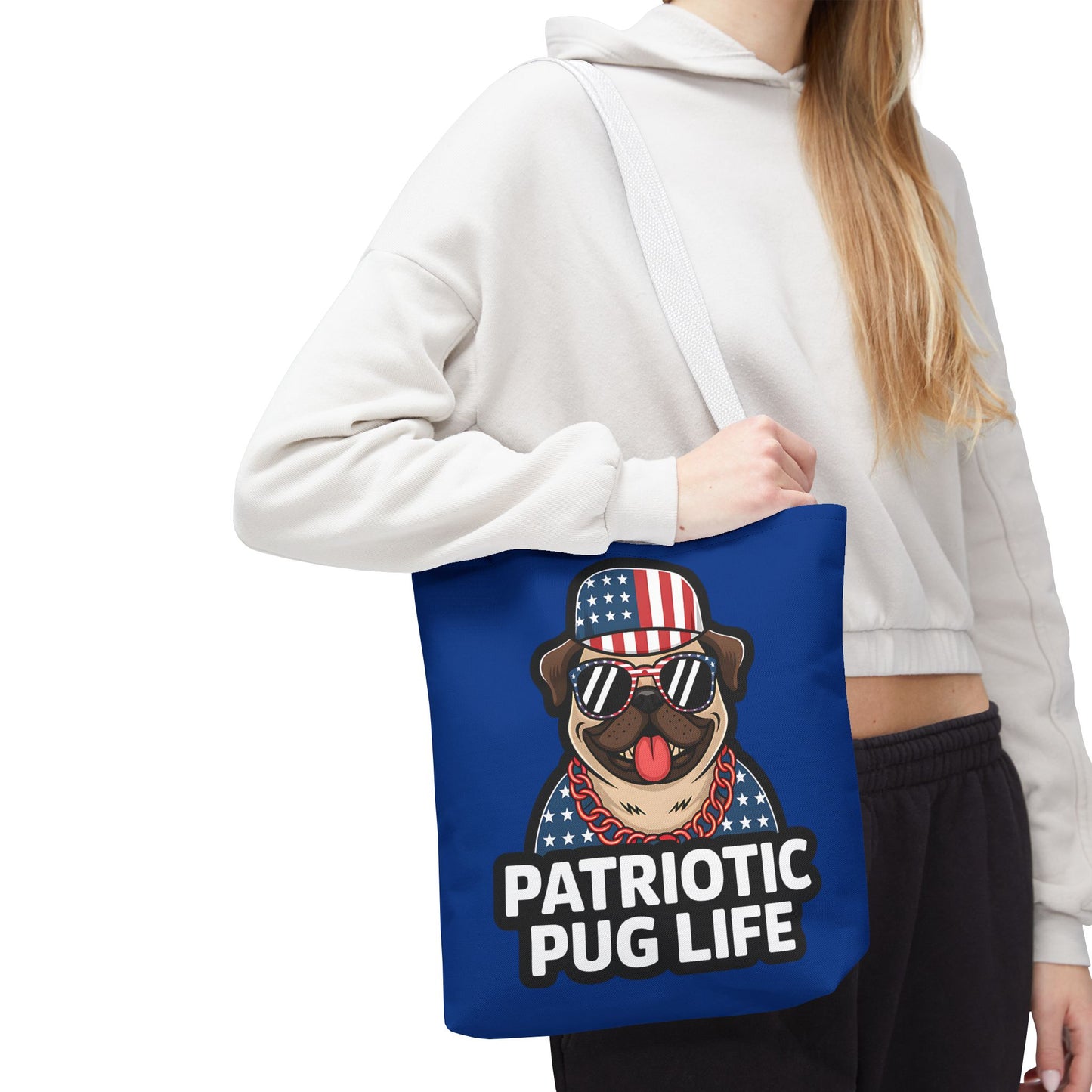 Patriotic Pug Tote Bag, Fun Dog Lover's Accessory, Perfect for Independence Day or Any Celebration