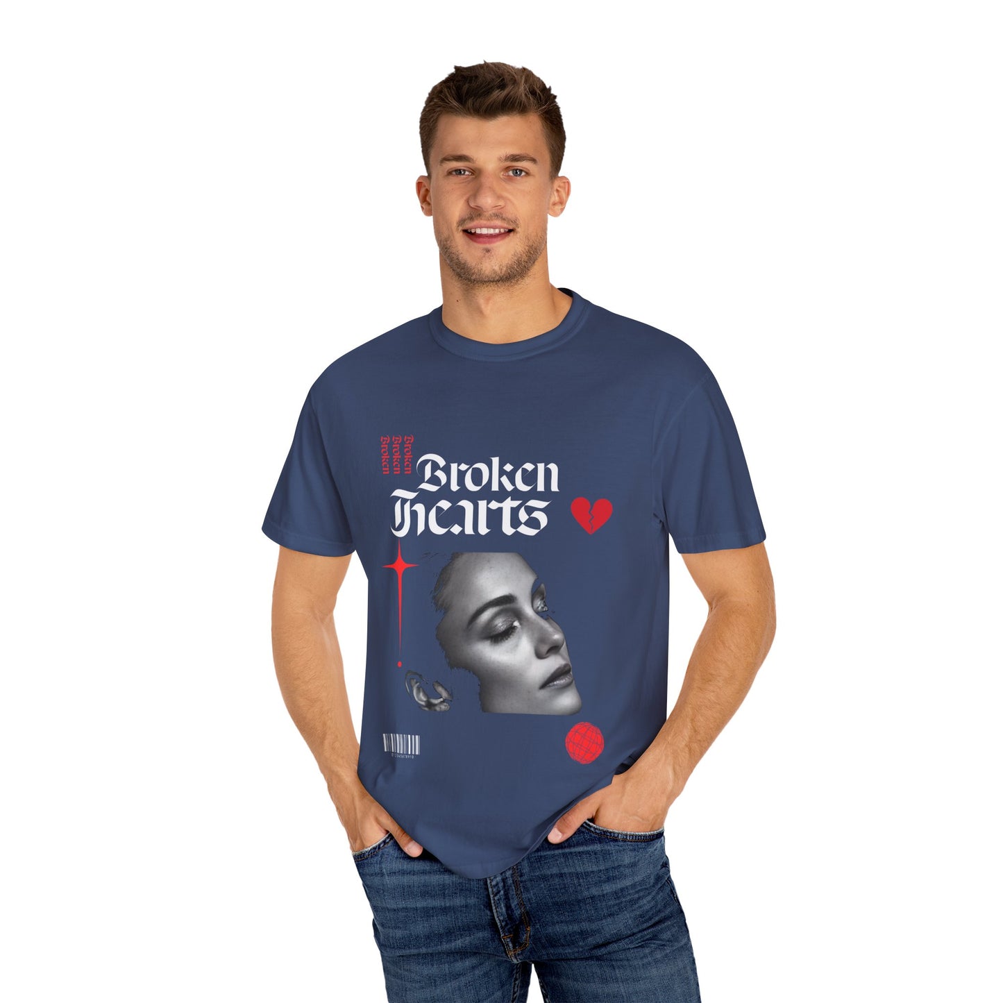 Broken Hearts Unisex Garment-Dyed T-Shirt - Trendy Graphic Tee for Casual Looks