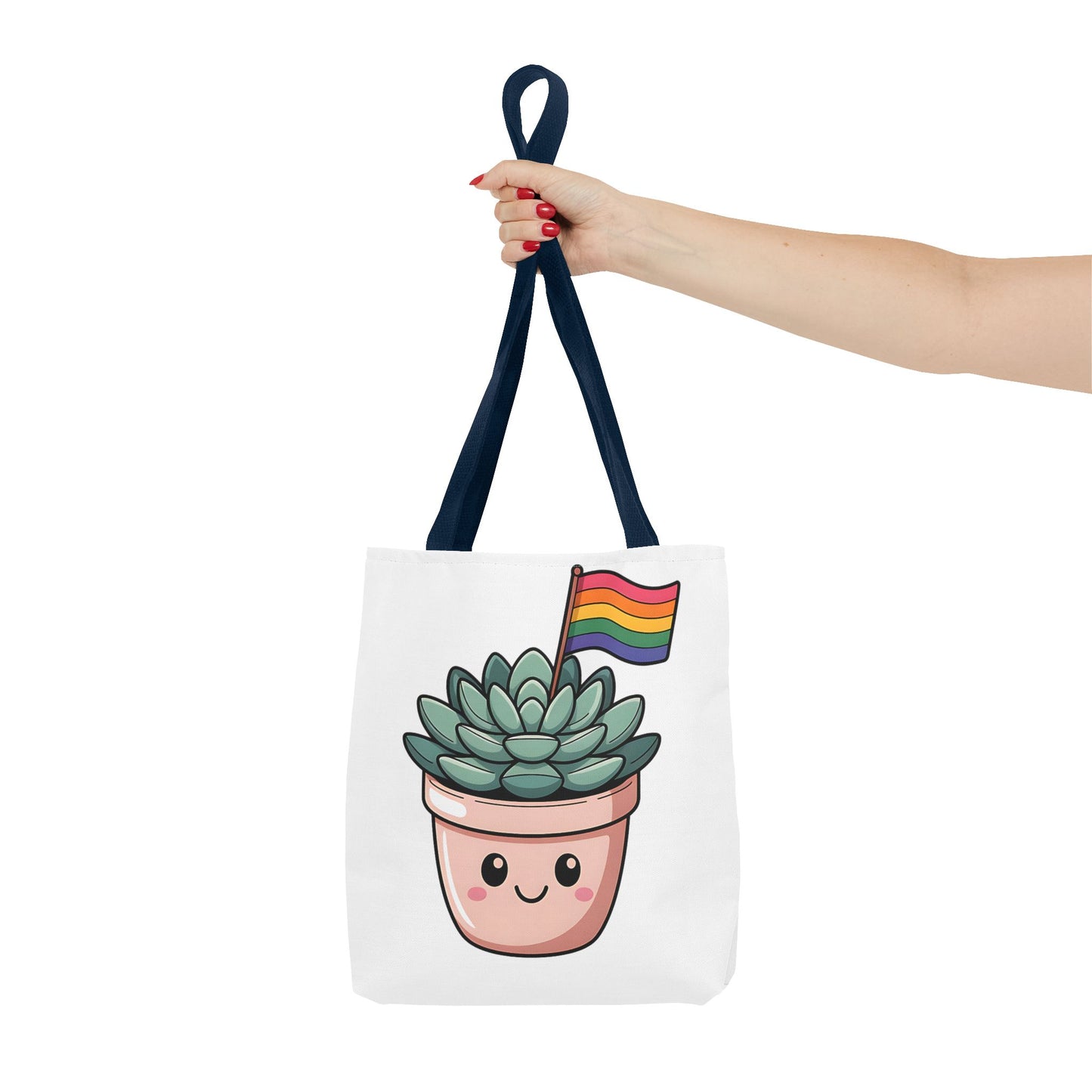 Cute Succulent Tote Bag with Rainbow Flag - Perfect for Pride Events